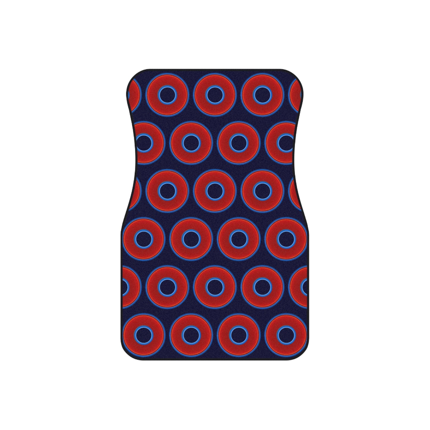 Contacted Car Mats - vivid donut print w/midnight blue background