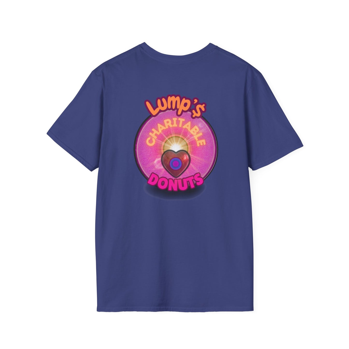 Classic Donut Tee - Unisex Soft-Style - "Lump's Official Charitable Donut" - series 1.0  - magenta donut [*100 to general charity fund]