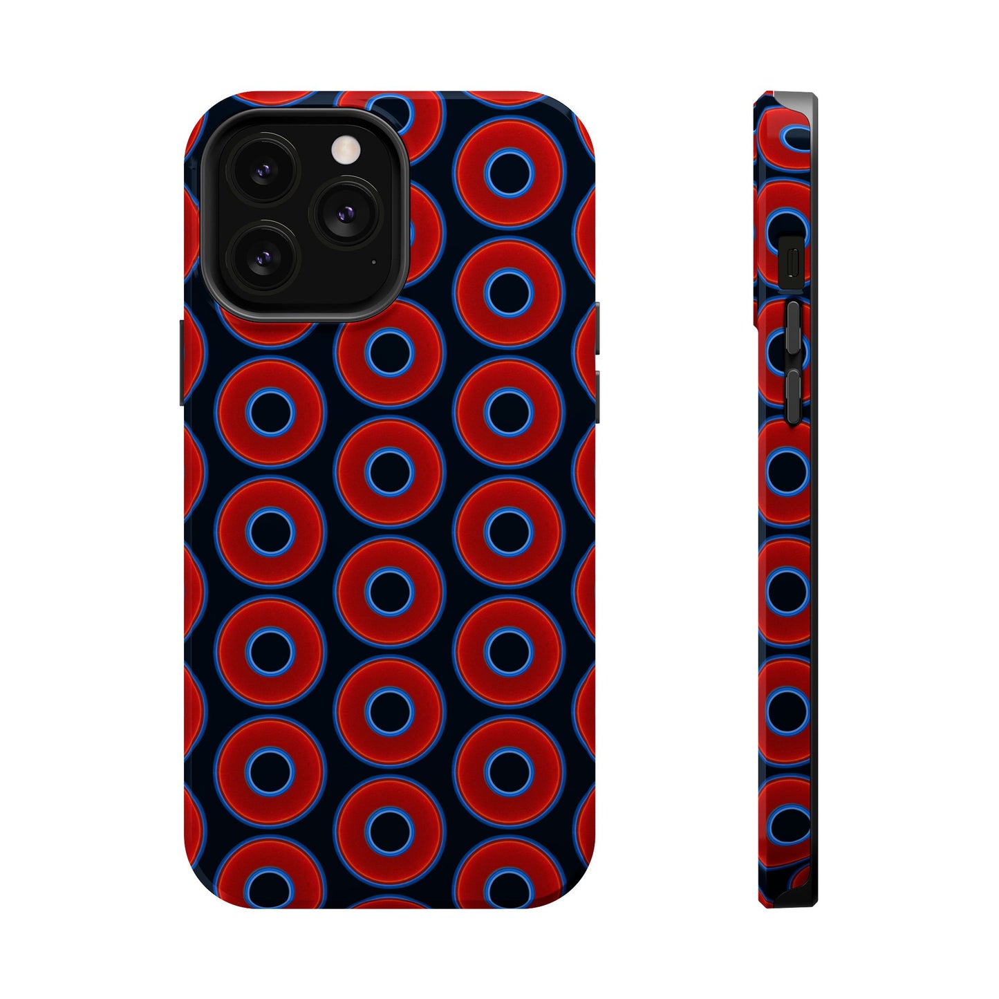 Magnetic Tough Donut Case - red vivid donut print w/blue charcoal background