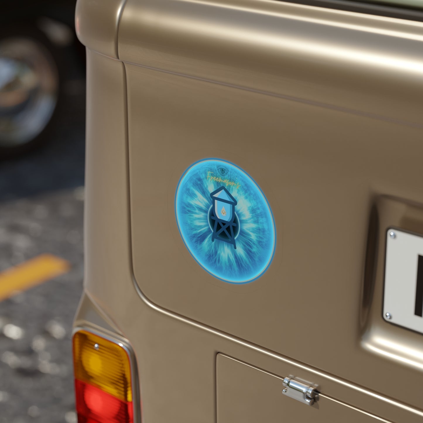 Donut Bumper/Outdoor Sticker - "The Peering Donut of Opacity" - series 1.0 - variant 1 - blue donut - [Die-Cut] 6"x 6"