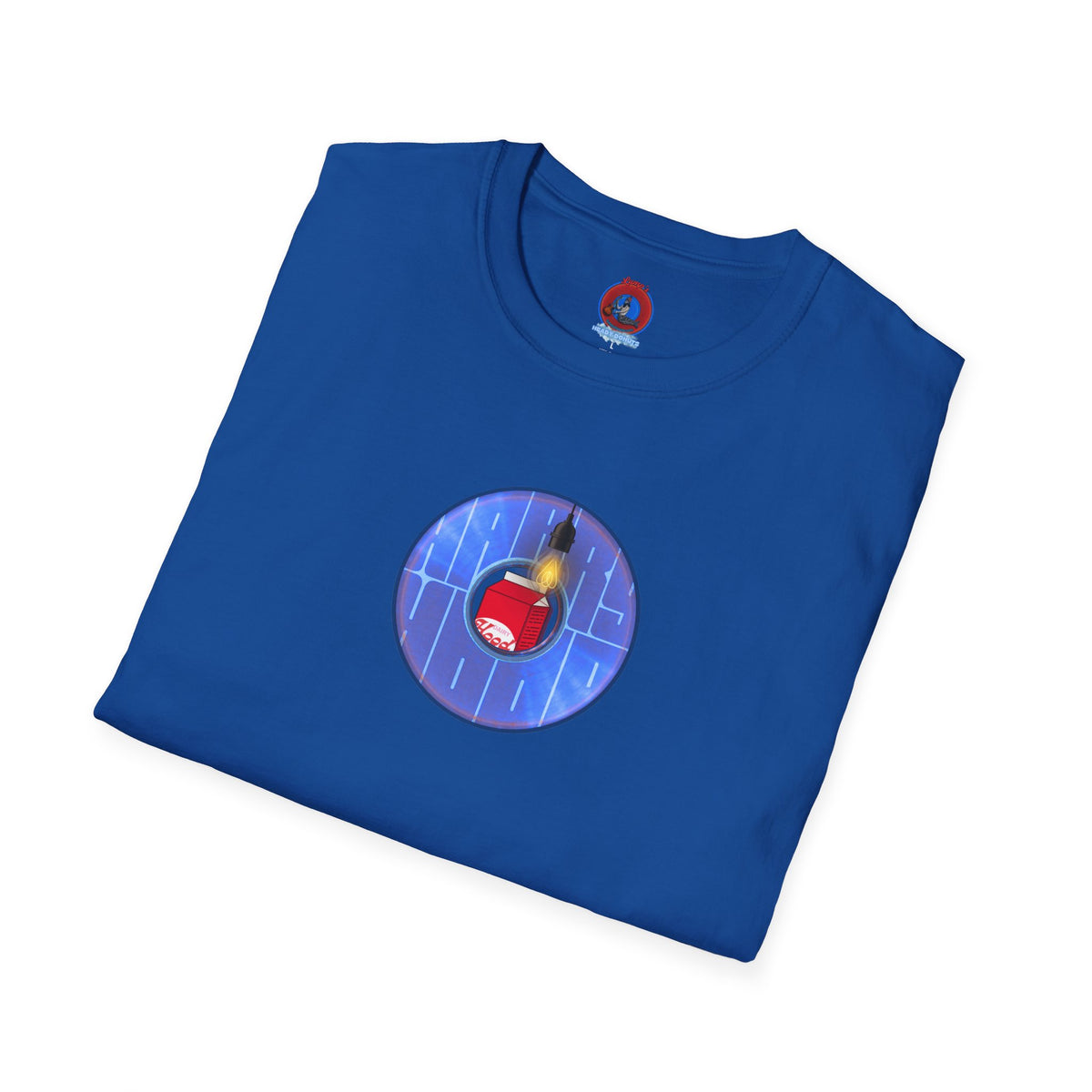 Classic Donut Tee - Unisex Soft-Style - "Harry Left His Donut Shirt" - series 1.0  - variant 4 - purple/blue donut - w/milk & light on