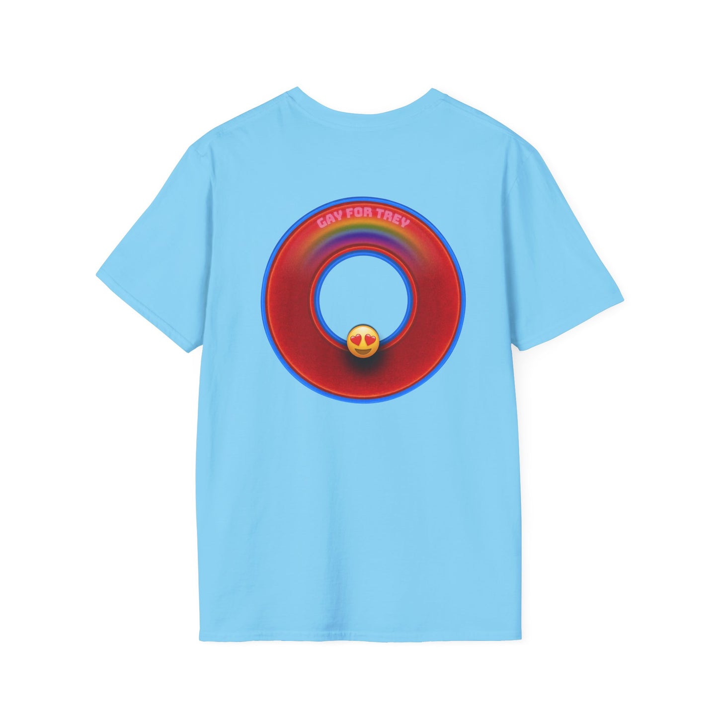 Classic Donut Tee - Unisex Soft-Style - "Yes You Are Mark!" - vivid red/blue donut