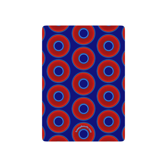 Lumpy Donut Playing Decks - 52-cards - red vivid donuts w/vivid royal blue background