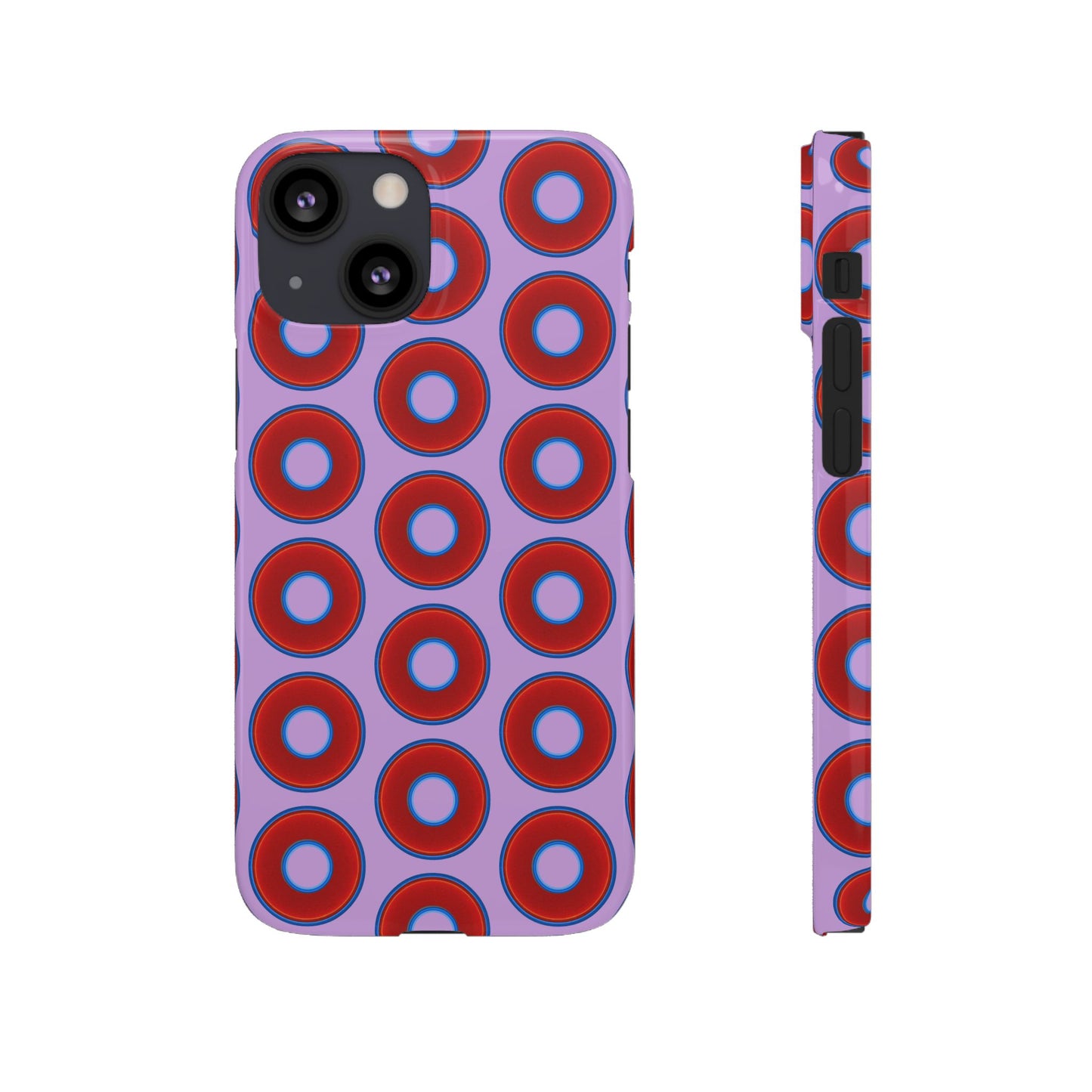 Lumpy Donut Snap Case - red vivid donut print w/wisteria purple background