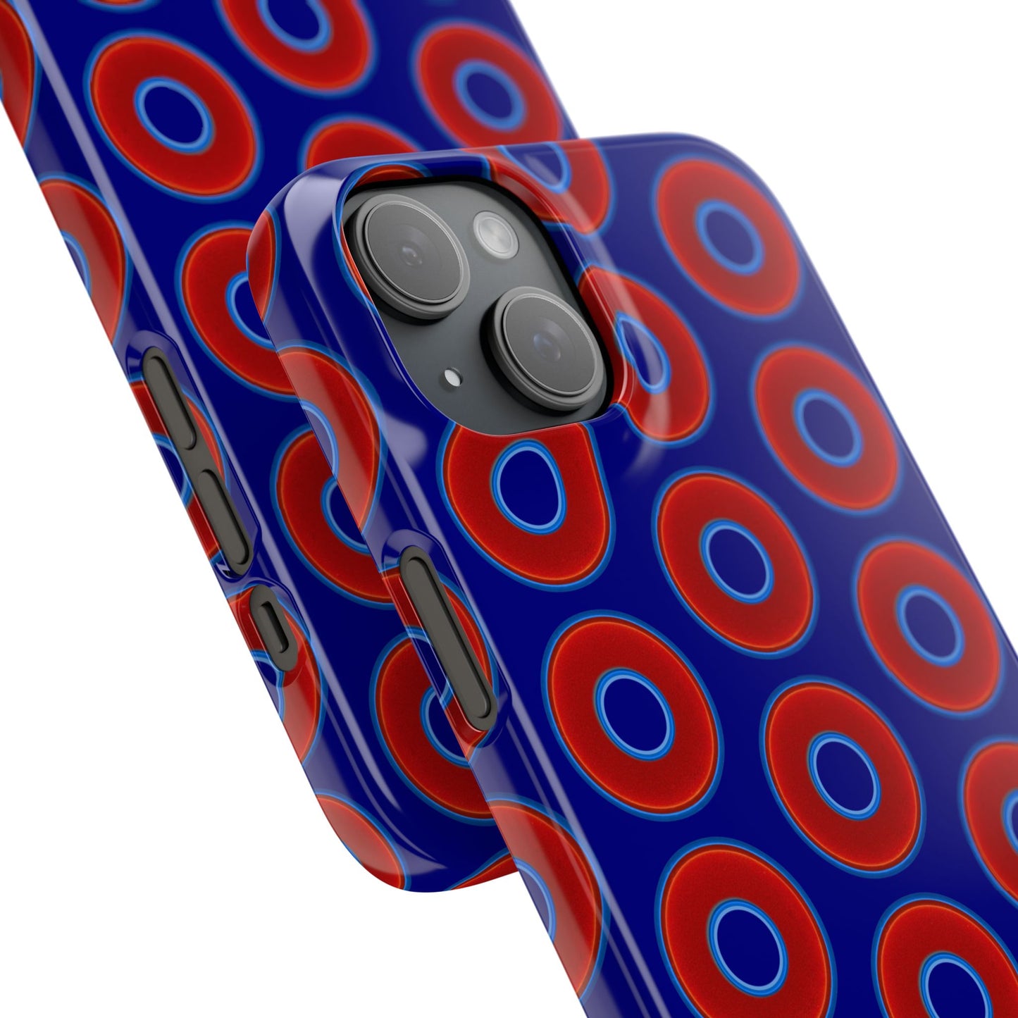 Lumpy Donut Snap Case - red vivid donut print w/vivid navy blue background