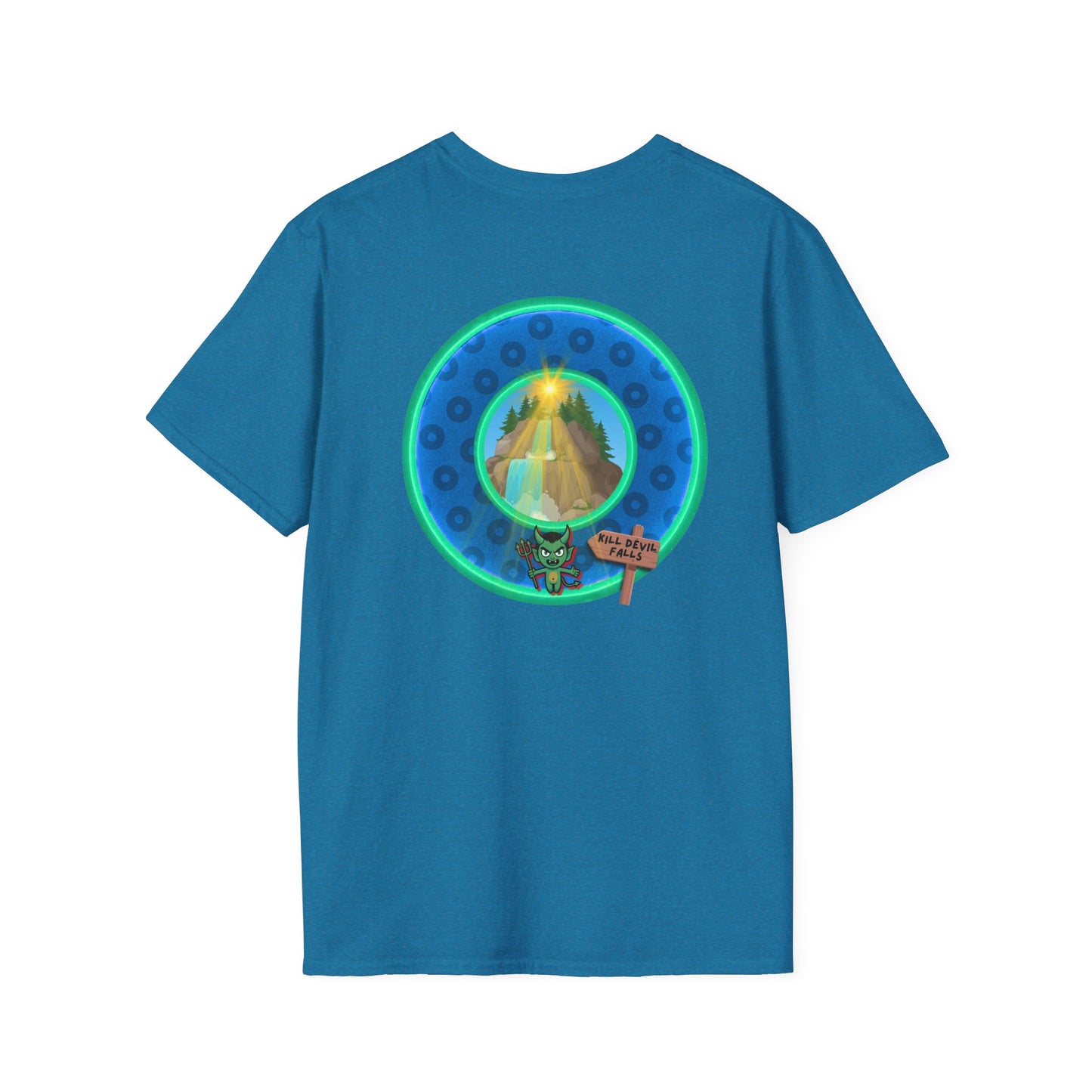 Classic Donut Tee - Unisex Soft-Style - "Devil's Drowning Donuts" - blue/green paradox donut