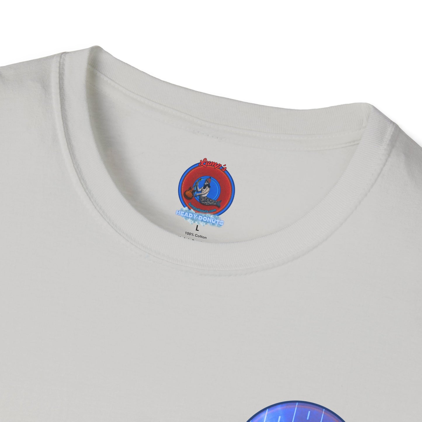 Classic Donut Tee - Unisex Soft-Style - "Harry Left His Shirt" - series 1.0  - variant 3 - purple/blue donut