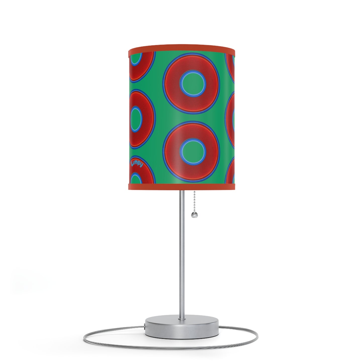 Lumpy Accent Lamps - red vivid donuts w/jade green background