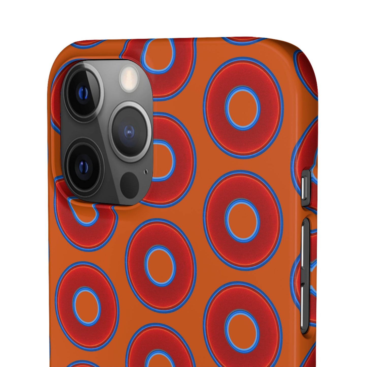 Lumpy Donut Snap Case - red vivid donut print w/dark orange background