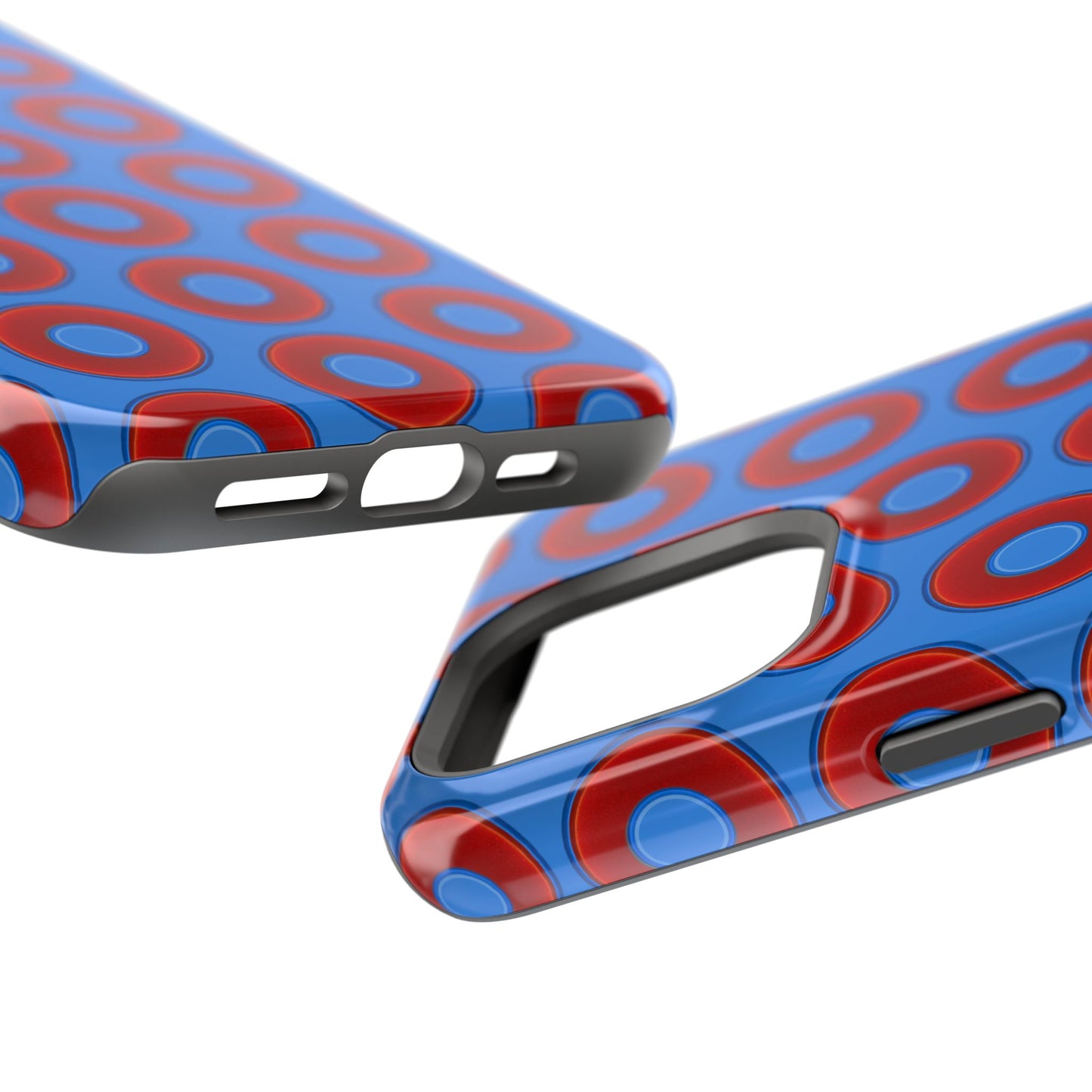 Impact-Resistant Lumpy Donut Case - red vivid donut print w/light royal blue background