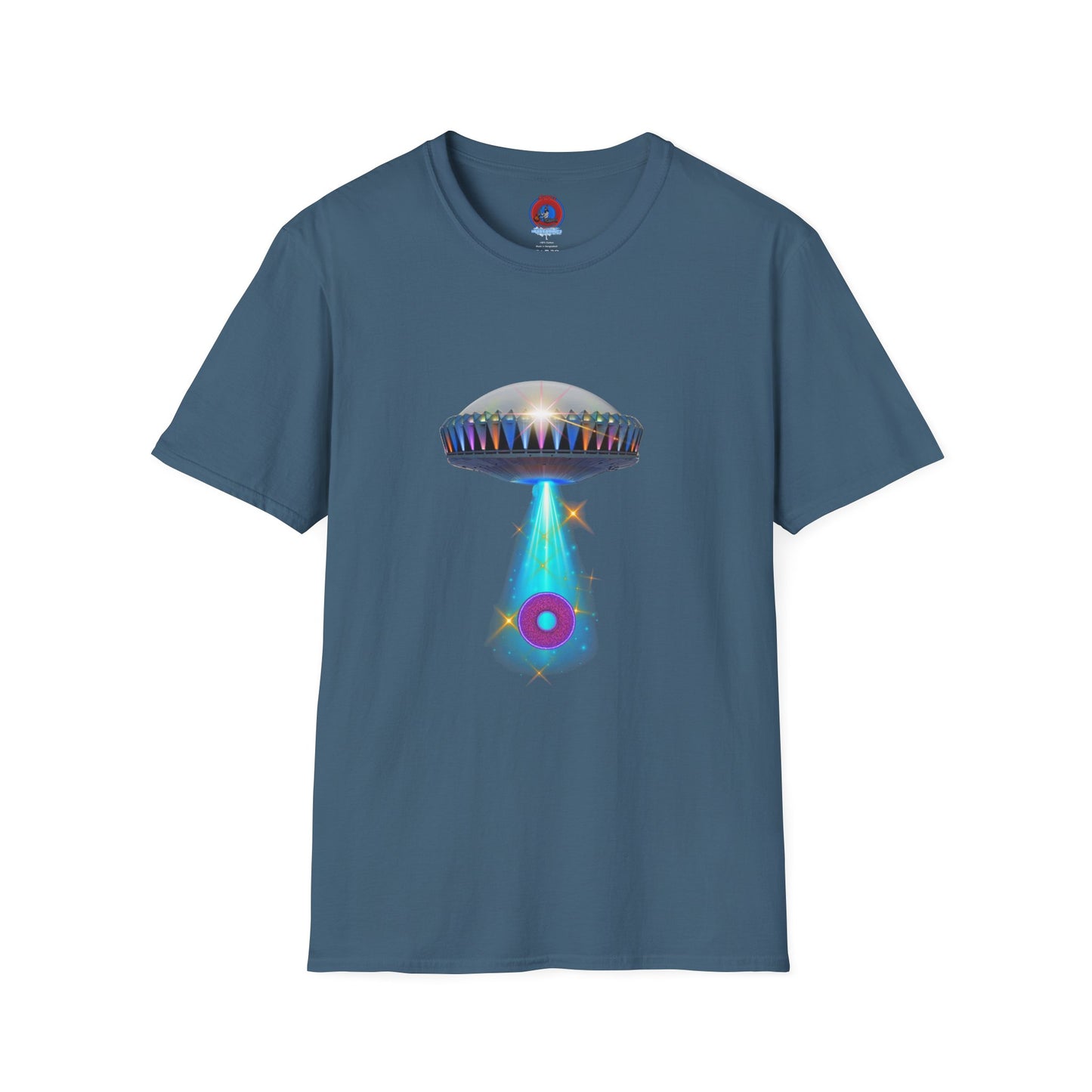 Classic Donut Tee - Unisex Soft-Style - "Donuts now Served on the Mothership" - series 1.0  - variant 6  - tractor-beamed donut