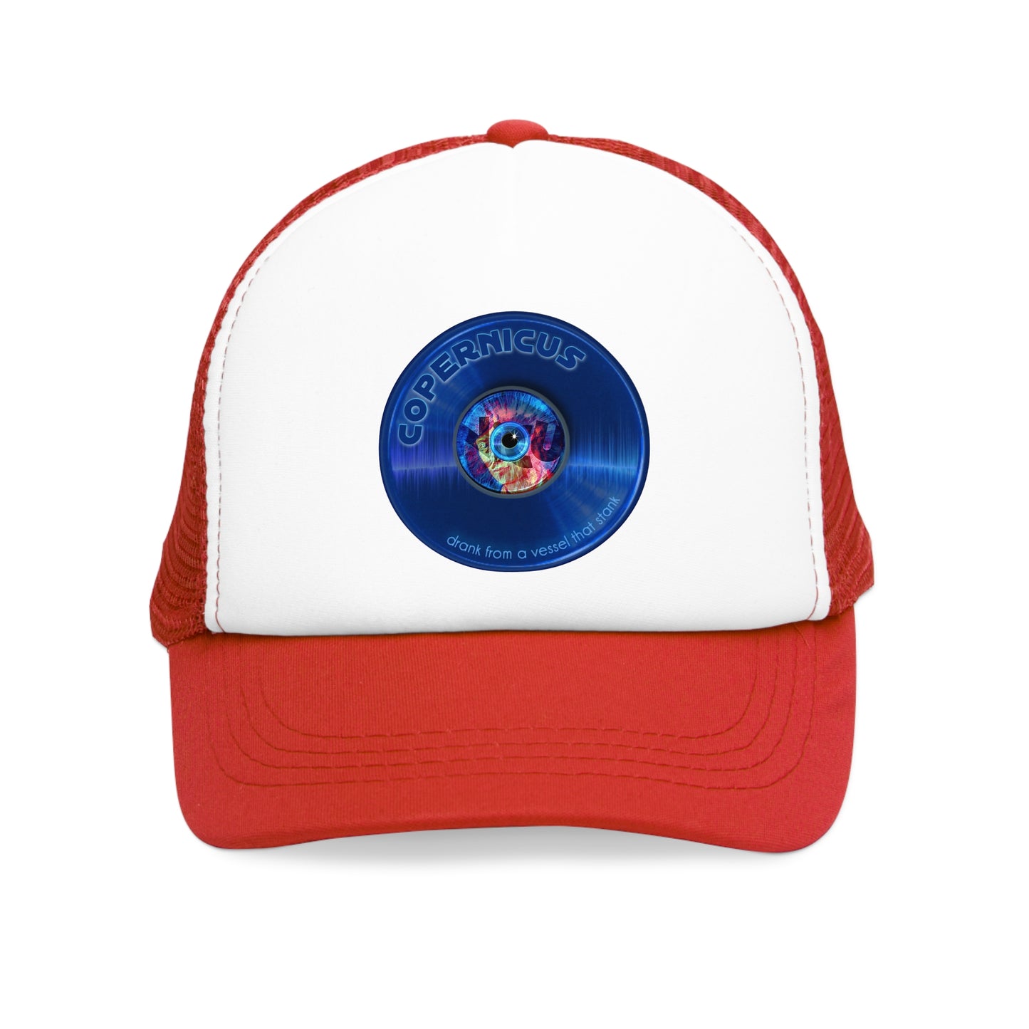 Lumpy Trucker Hat - "Drunken Copernicus Donut" - variant 1 - blue donut