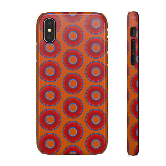 Lumpy Donut Snap Case - red vivid donut print w/dark orange background