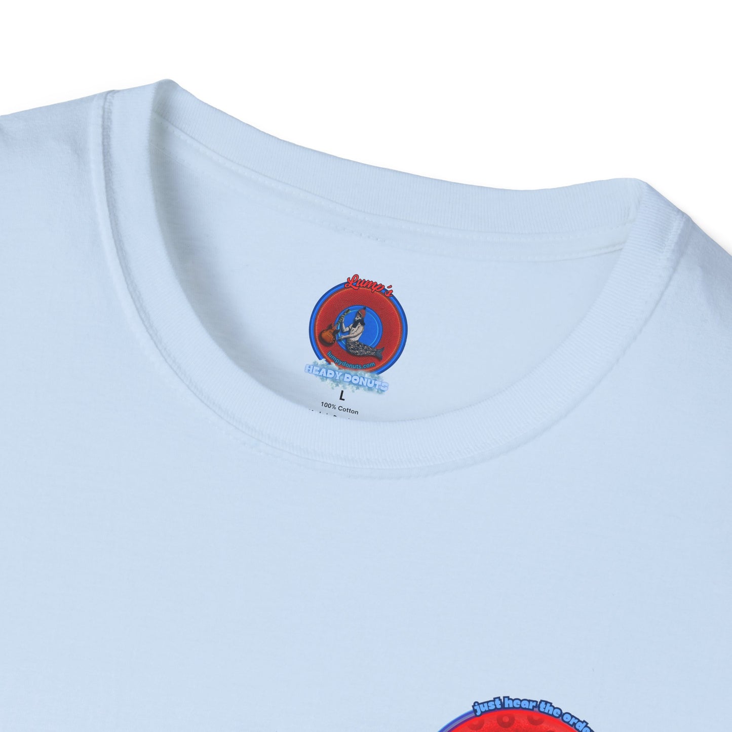 Classic Donut Tee - Unisex Soft-Style - "The Skipper's Donut" - red/blue paradoxical widemouthed donut