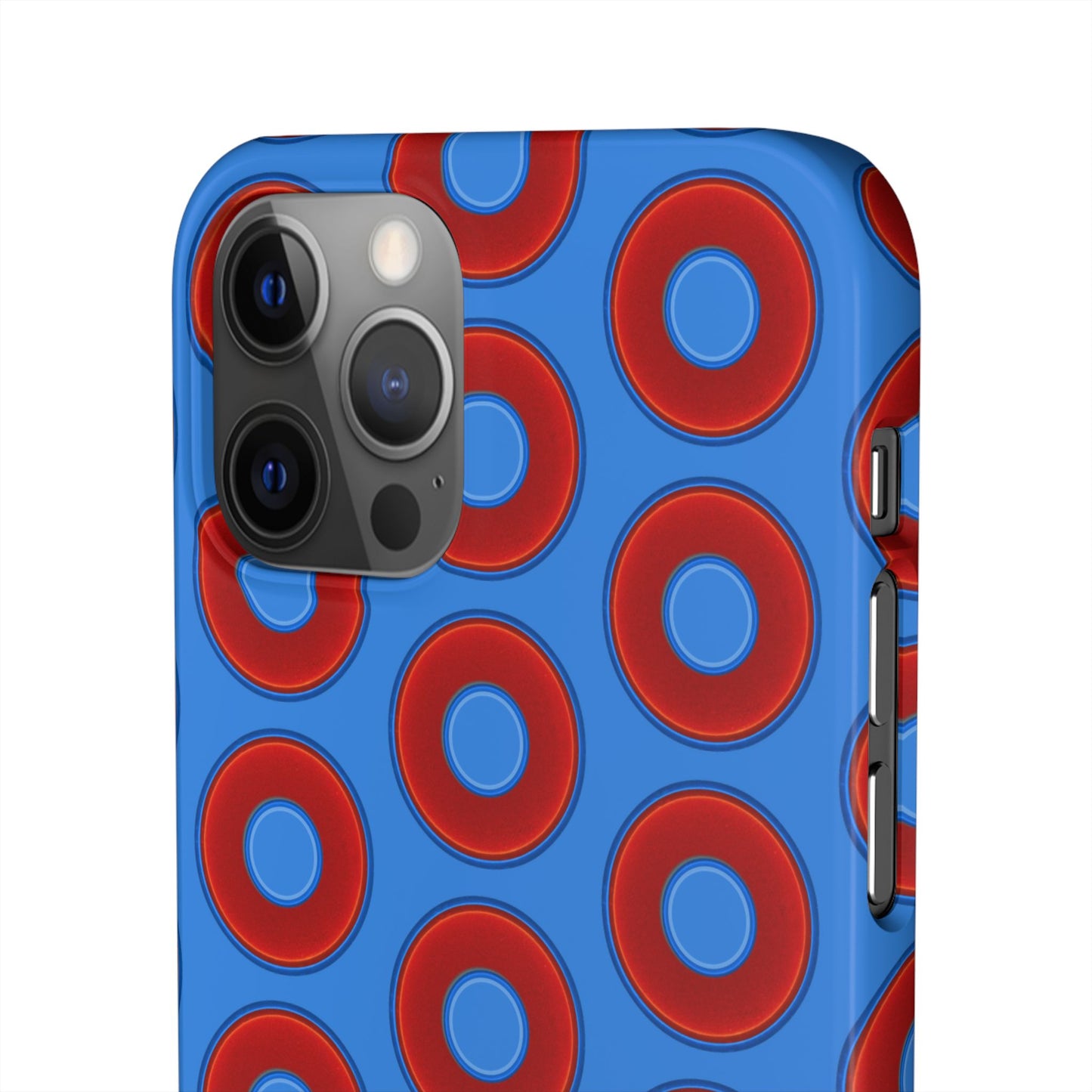 Lumpy Donut Snap Case - red vivid donut print w/light royal blue background
