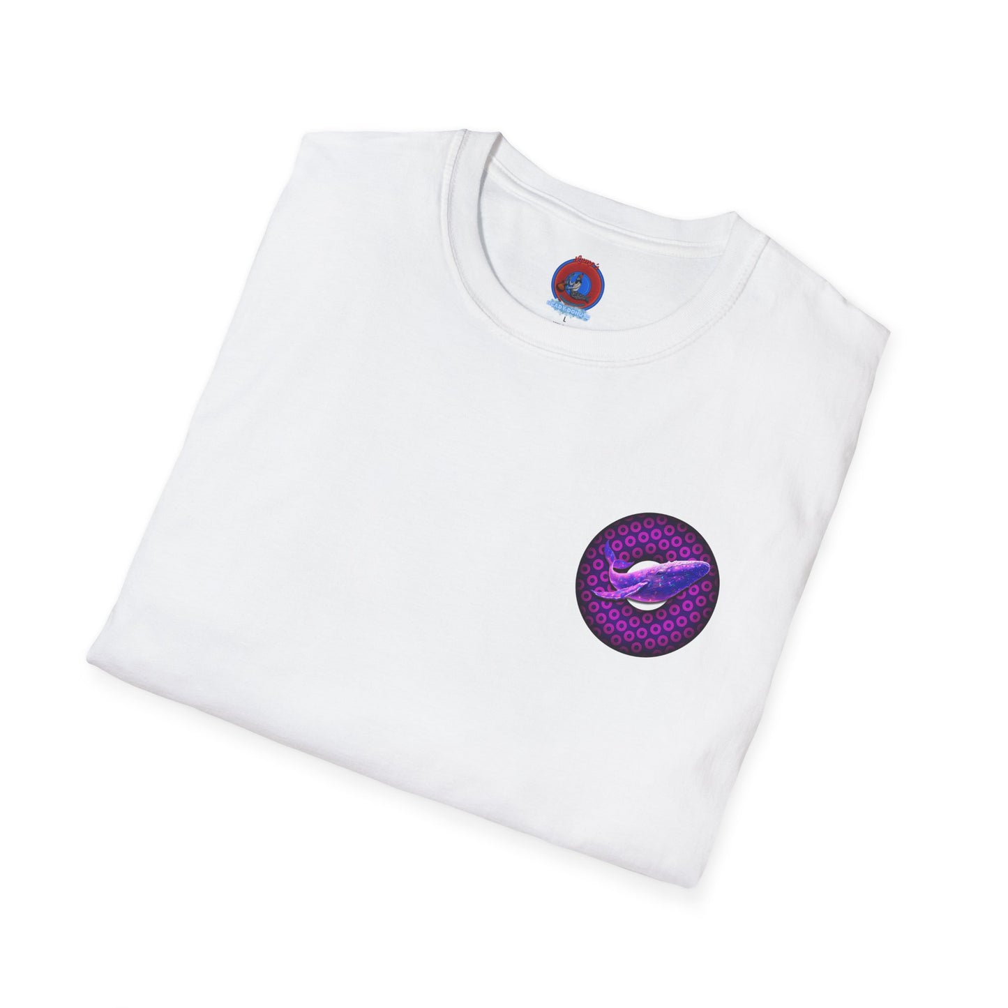 Classic Donut Tee - Unisex Soft-Style - "A Purple Humpback Whale of a Good Time" - variant 1 - purple paradoxical donut