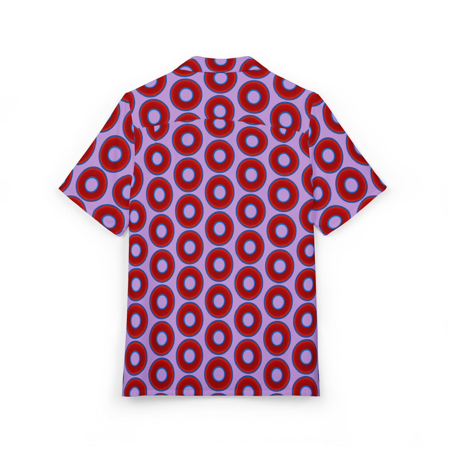 Wilson's 'Epic Hawaiian-Punch' Shirt - vivid red donut print w/wisteria purple background [unisex]