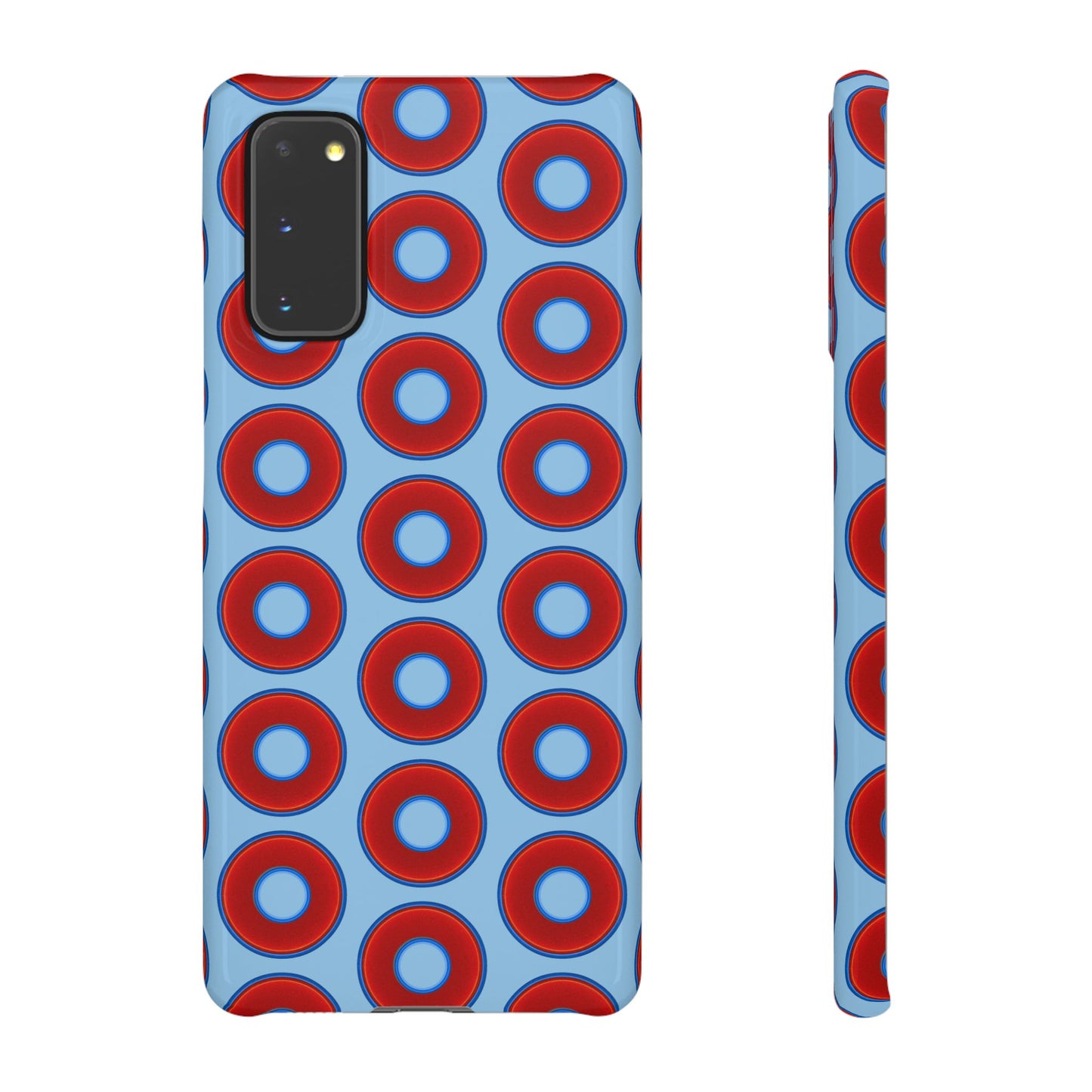 Lumpy Donut Snap Case - red vivid donut print w/sky blue background