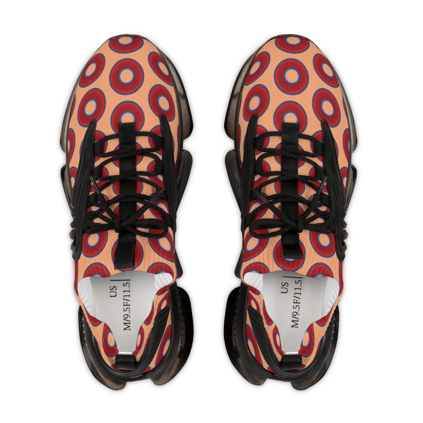 Donut Kicks - red vivid donut print w/peach background