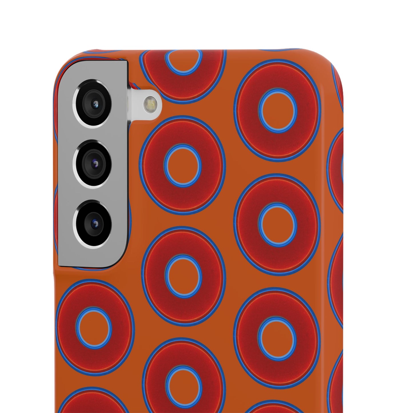 Lumpy Donut Snap Case - red vivid donut print w/dark orange background