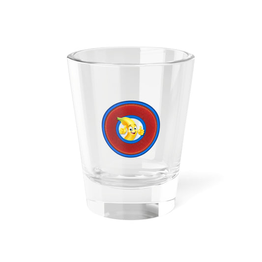 Bad Fishy Too - "This Shot Glass is Bananas" - Shot Glass, 1.5oz - rustic red/light blue donut