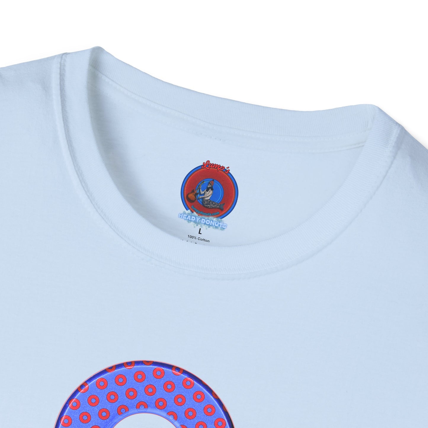 Plain Donuts/Unisex Soft-Style - "Plain Electric Paradoxical Donuts" - bright royal blue/red coral donuts