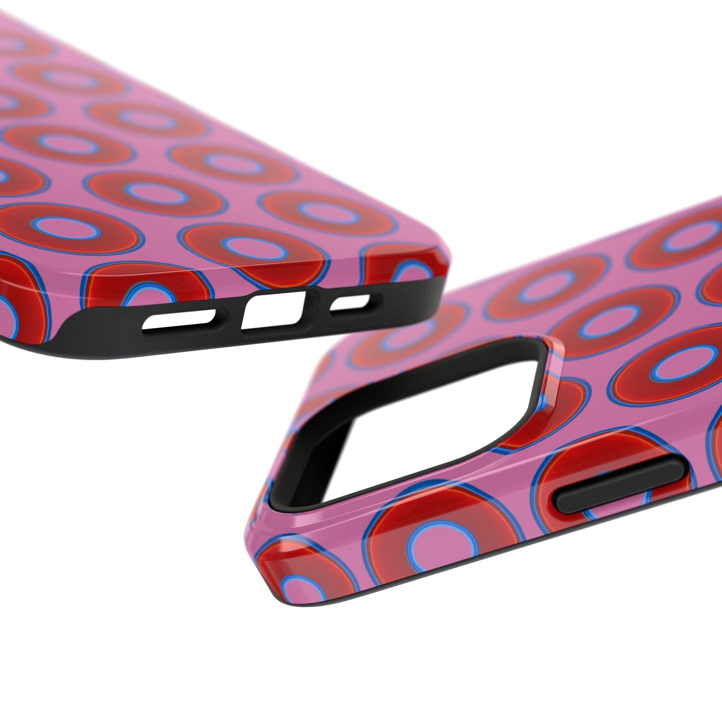 Impact-Resistant Lumpy Donut Case - red vivid donut print w/pink background