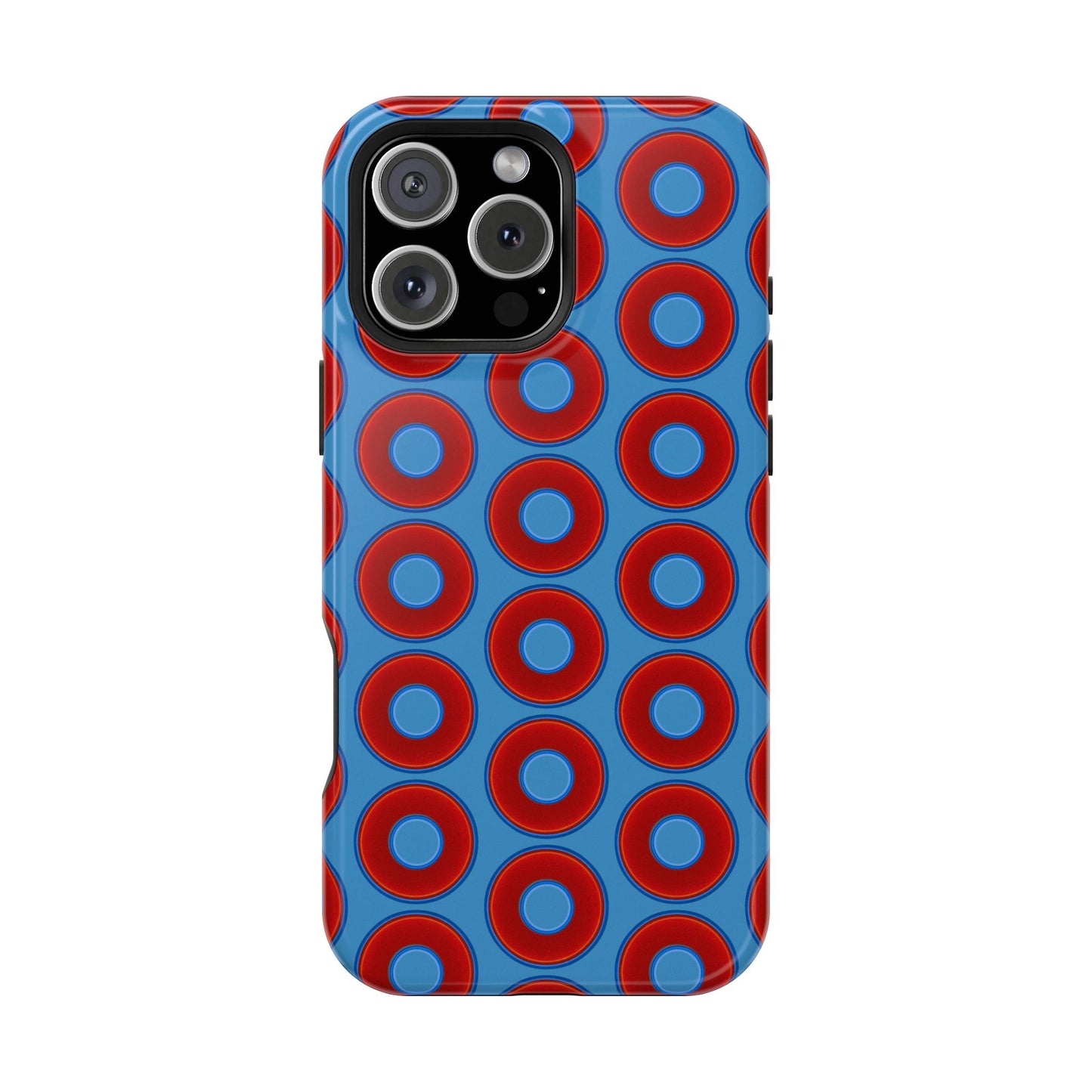 Magnetic Tough Donut Case - red vivid donut print w/light steel blue background
