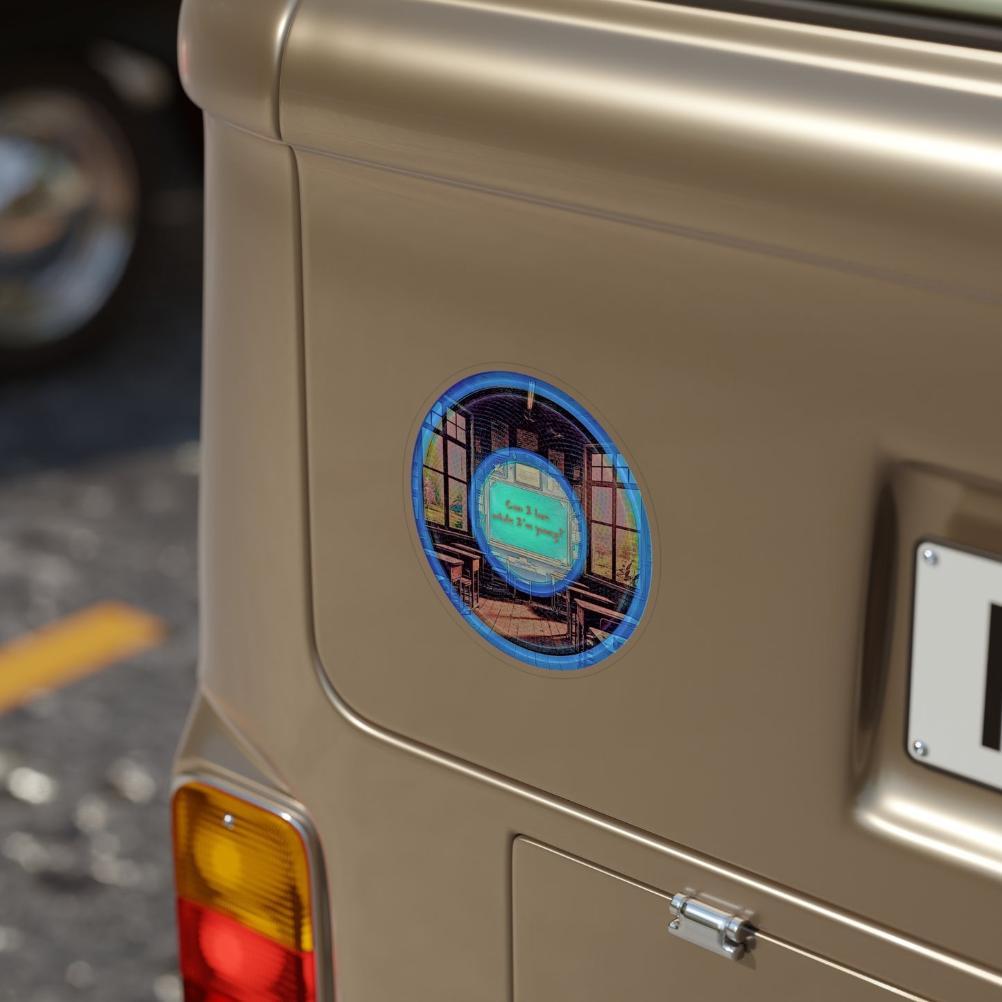 Donut Bumper/Outdoor Sticker - "The Torturous Chalk Dust  Donut" - series 1.0 - red picture donut - [Die-Cut] 6"x 6"