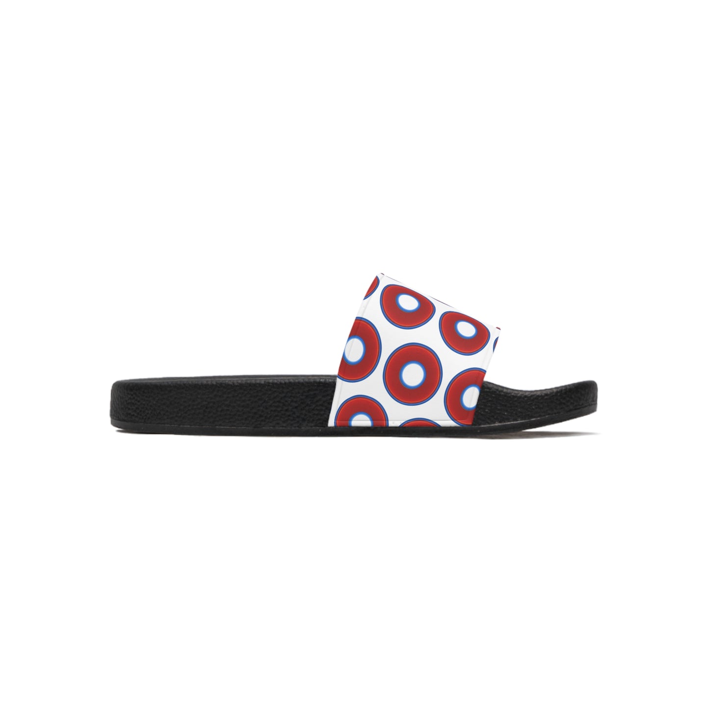 Men's Lumpy Sandals - slip-ons - red vivid donuts w/white background