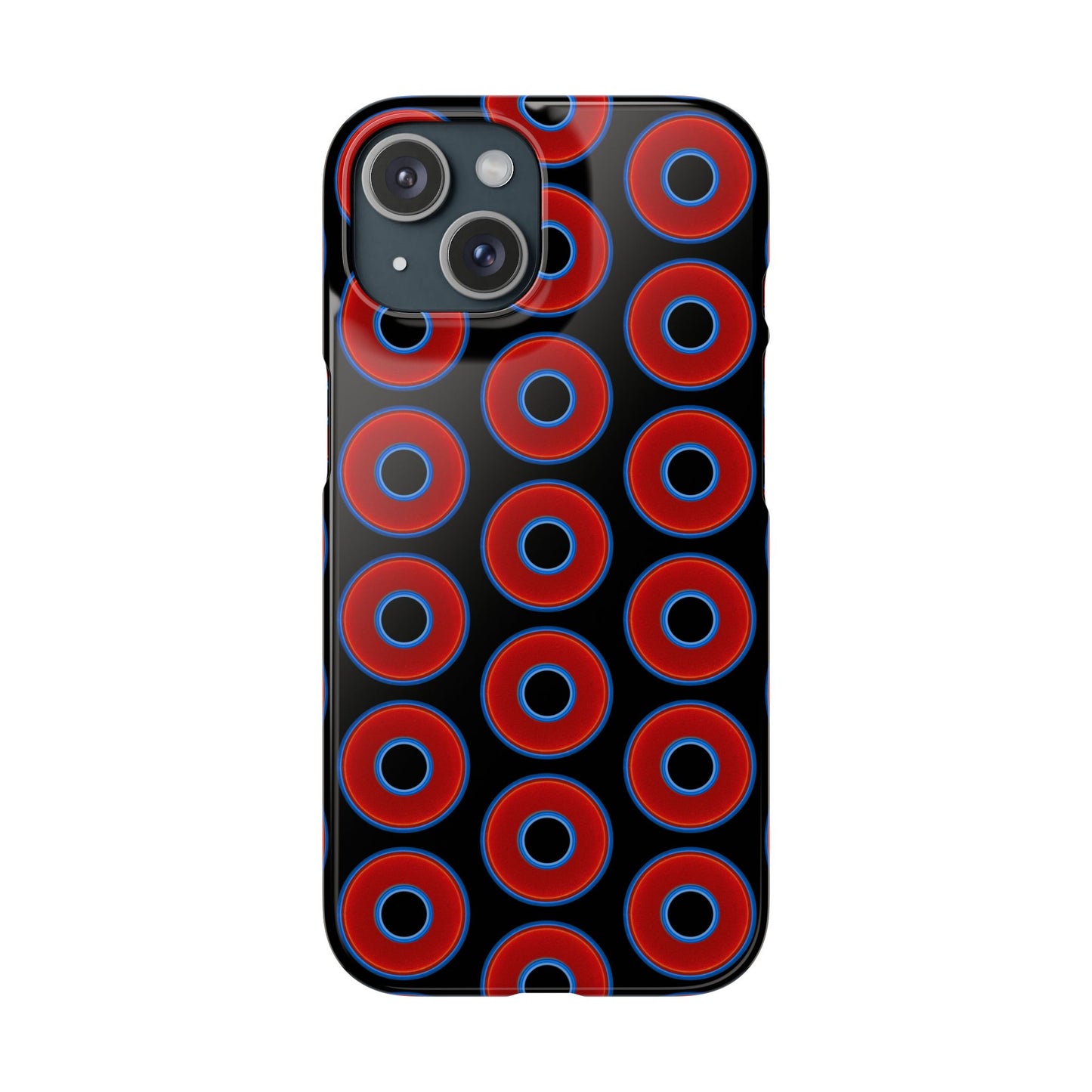 Lumpy Donut Snap Case - red vivid donut print w/black background