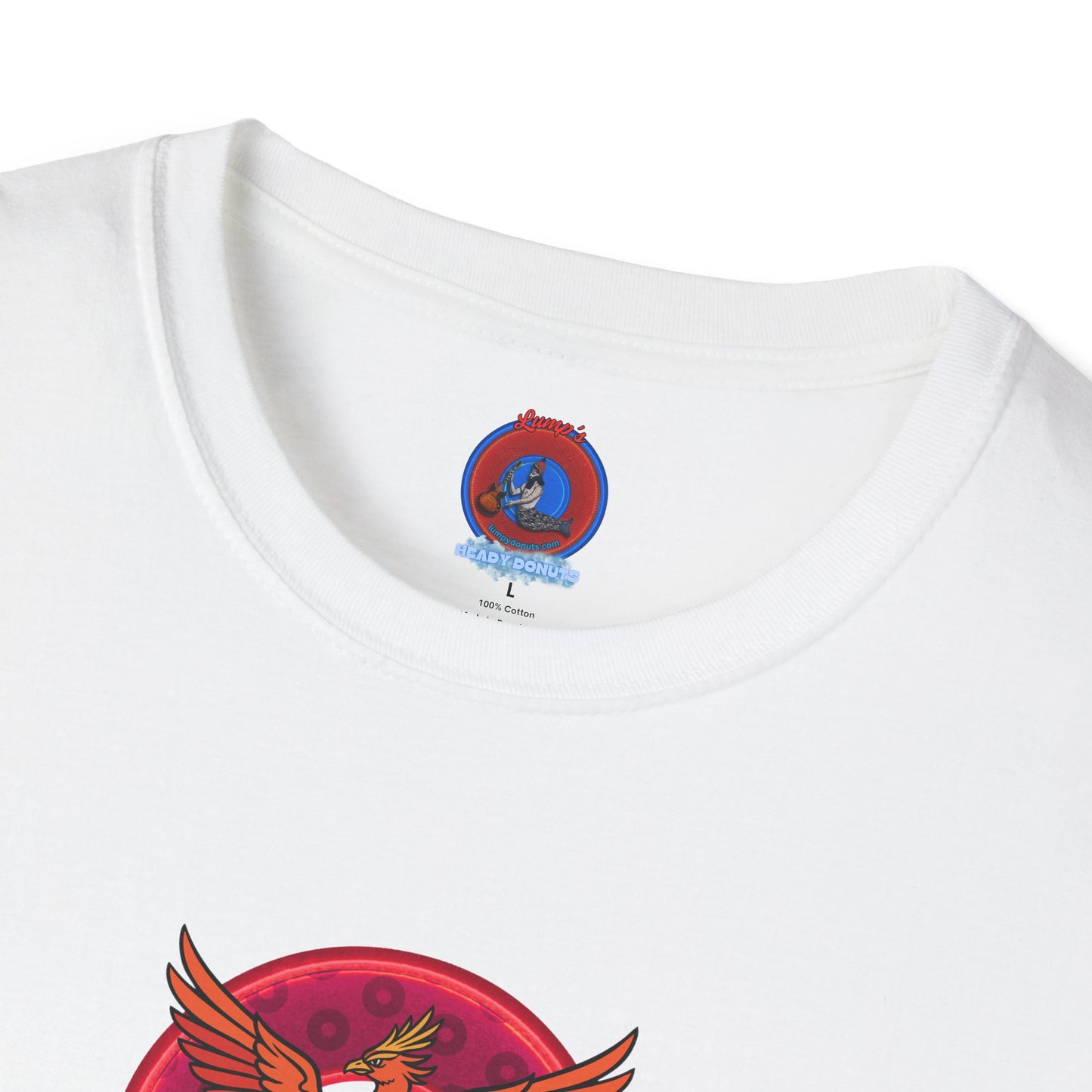 Classic Donut Tee - Unisex Soft-Style - "Invitation for Donuts & Tea" - light purple/purple paradox donut - variant 2