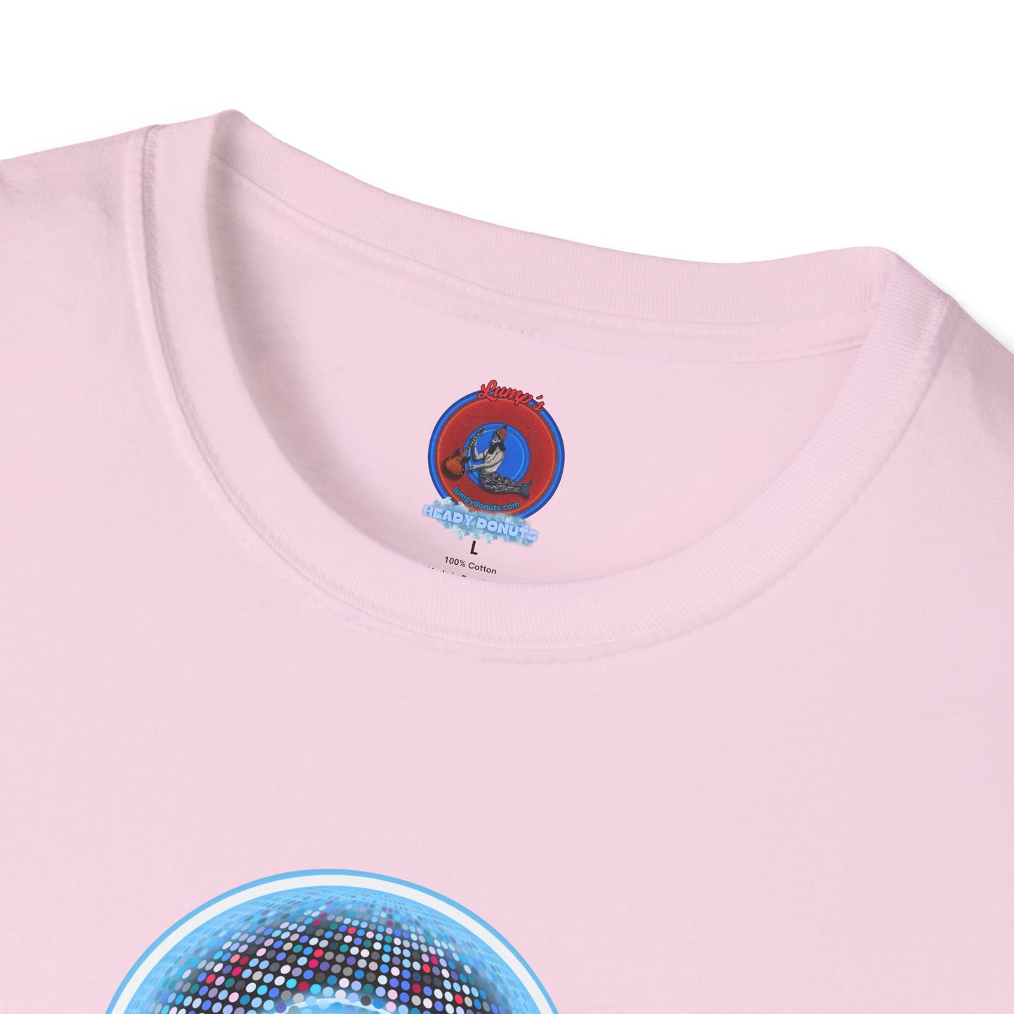Classic Donut Tee - Unisex Soft-Style - "Microdot Donut" - light blue pixilated donut