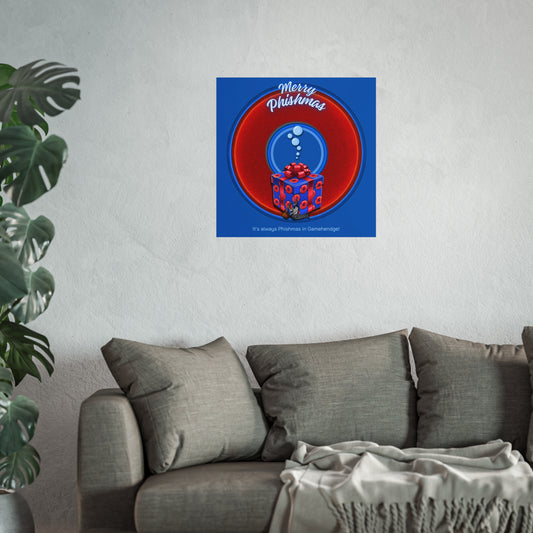Lumpy Poster Nuts - "It's Always Phishmas in Gamehendge" - 24" x 24" 220gsm Giclée/matte  - vivid red donut w/dark royal blue background