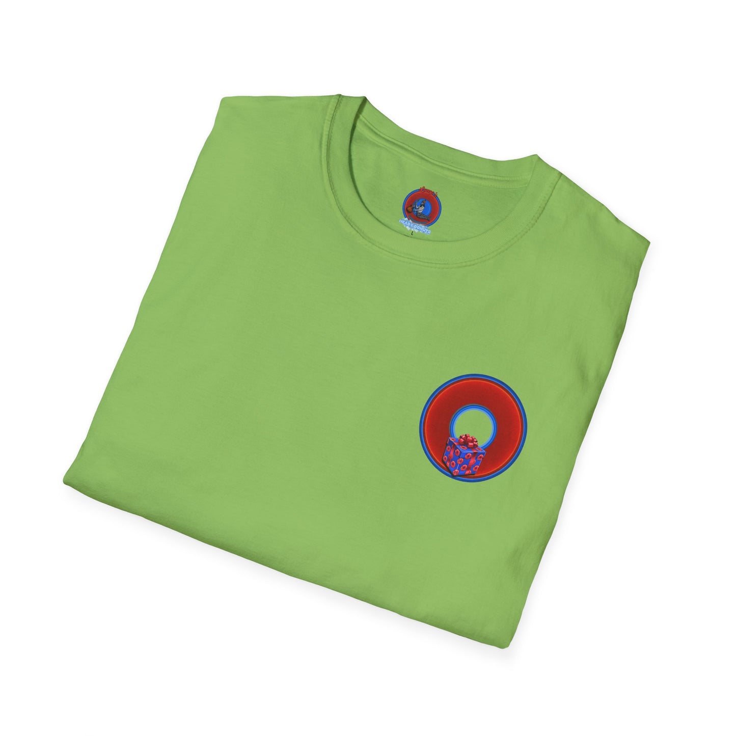 Classic Donut Tee - Unisex Soft-Style - "Phishmas Caroler's Tee " - vivid red/blue donut - variant 1