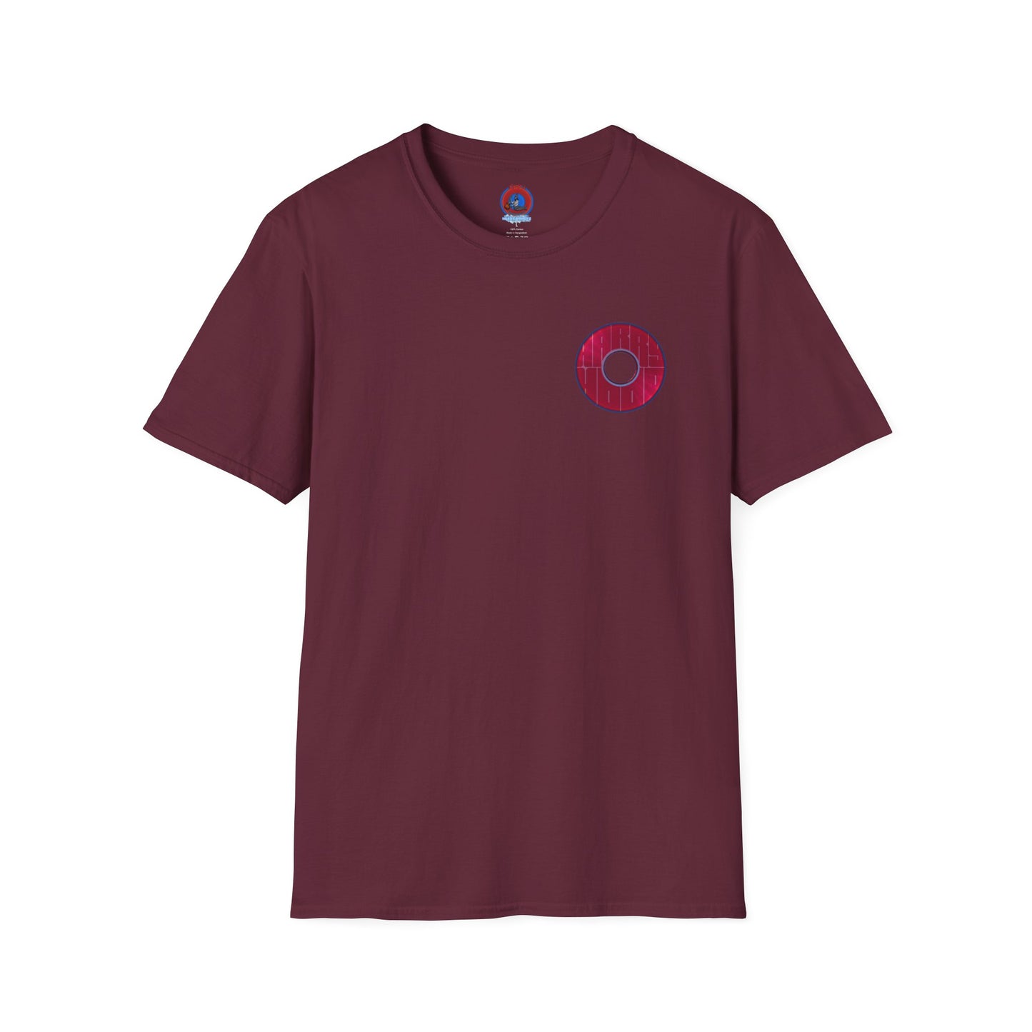 Classic Donut Tee - Unisex Soft-Style - "Harry Left His Donut Shirt" - series 1.0  - variant 1 - red/magenta donut - w/hole