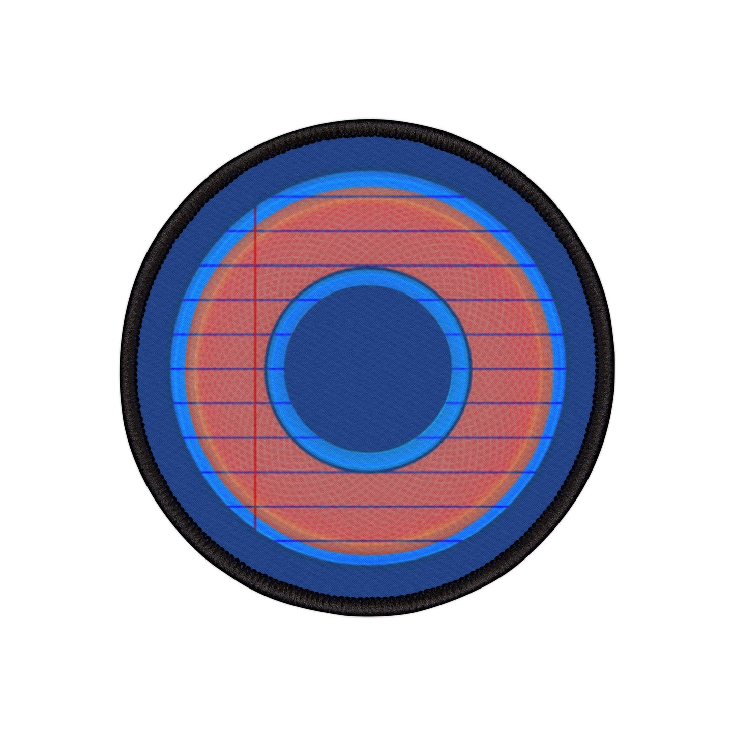 Iron-On Donut Patch - "Tasty Donut Patch" - rustic red/blue pic donut - variant 3