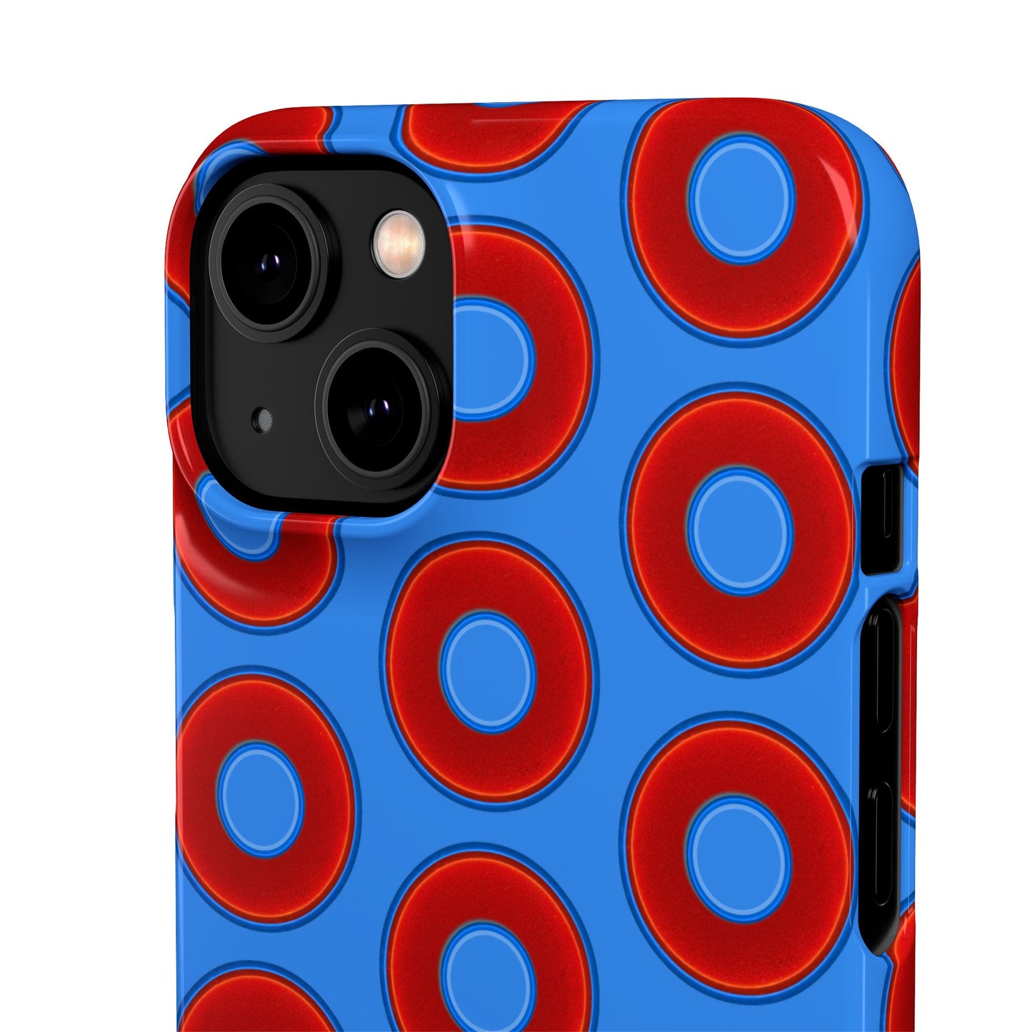Lumpy Donut Snap Case - red vivid donut print w/light royal blue background