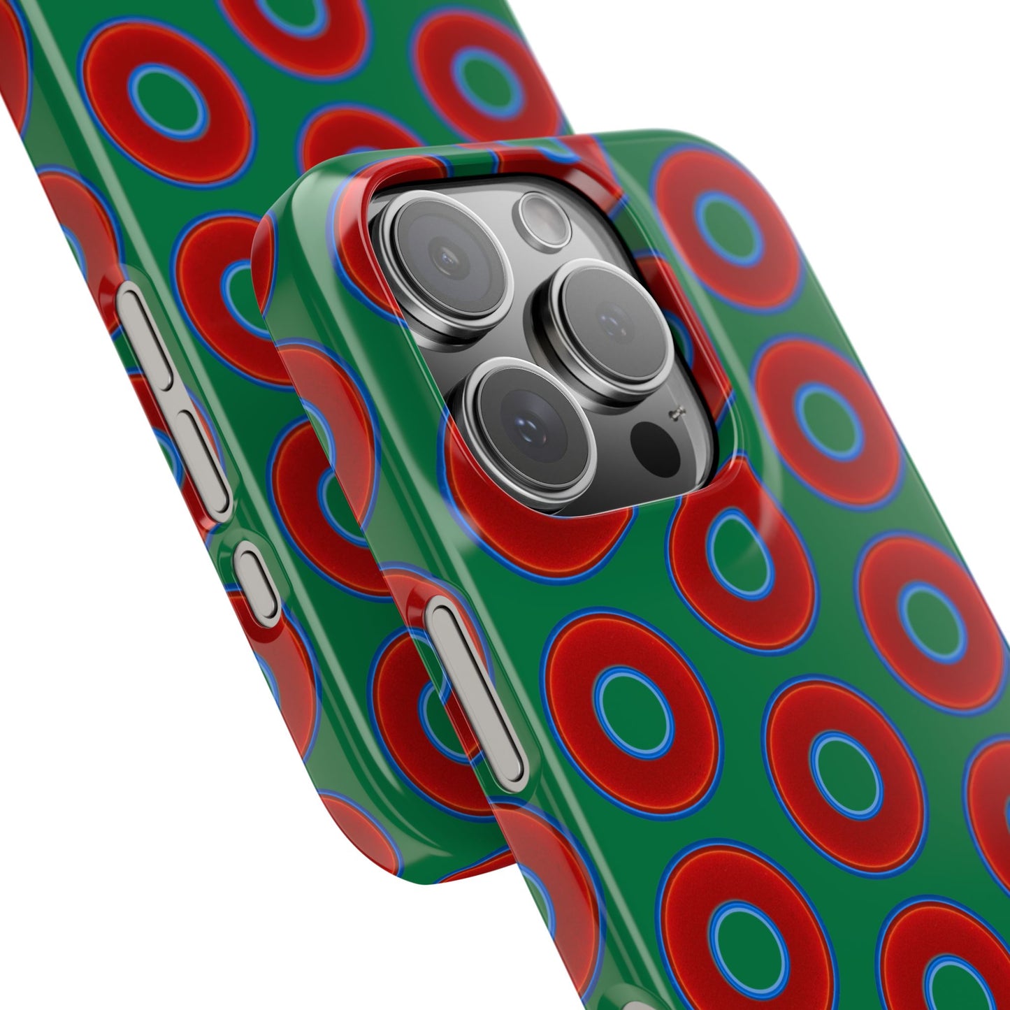 Lumpy Donut Snap Case - red vivid donut print w/green background