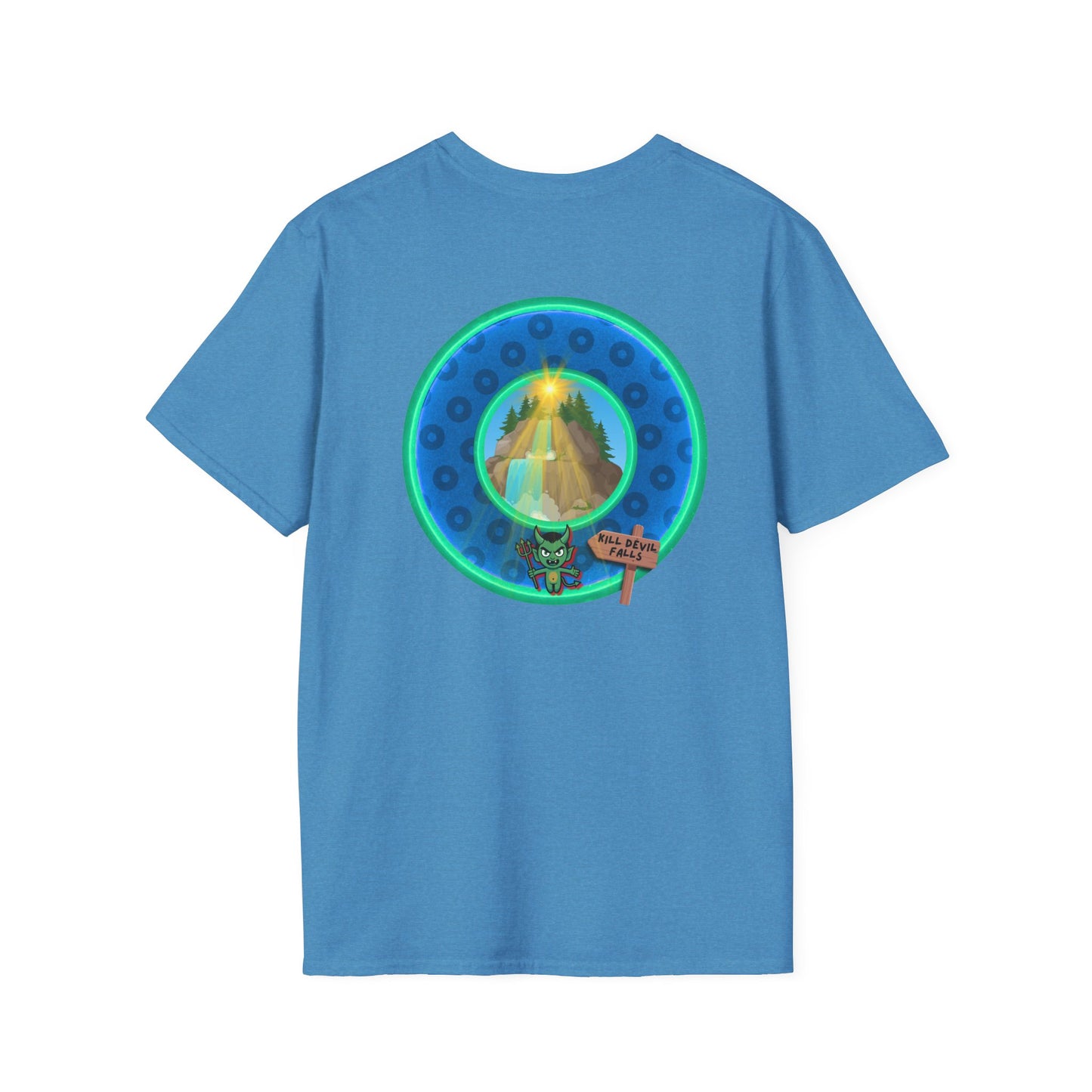 Classic Donut Tee - Unisex Soft-Style - "Devil's Drowning Donuts" - blue/green paradox donut