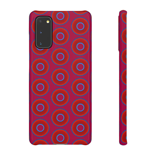 Lumpy Donut Snap Case - red vivid donut print w/dark magenta background