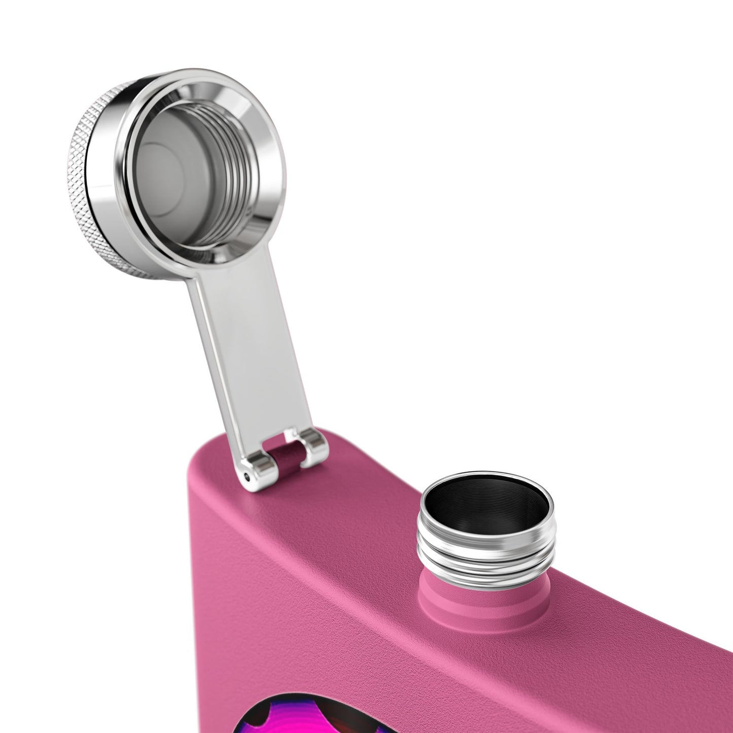 Lump's Donut Flask 6 oz -  Hot Magenta/Red Blimpy Paradox Donut - [*w/your choice of 6 backgrounds]