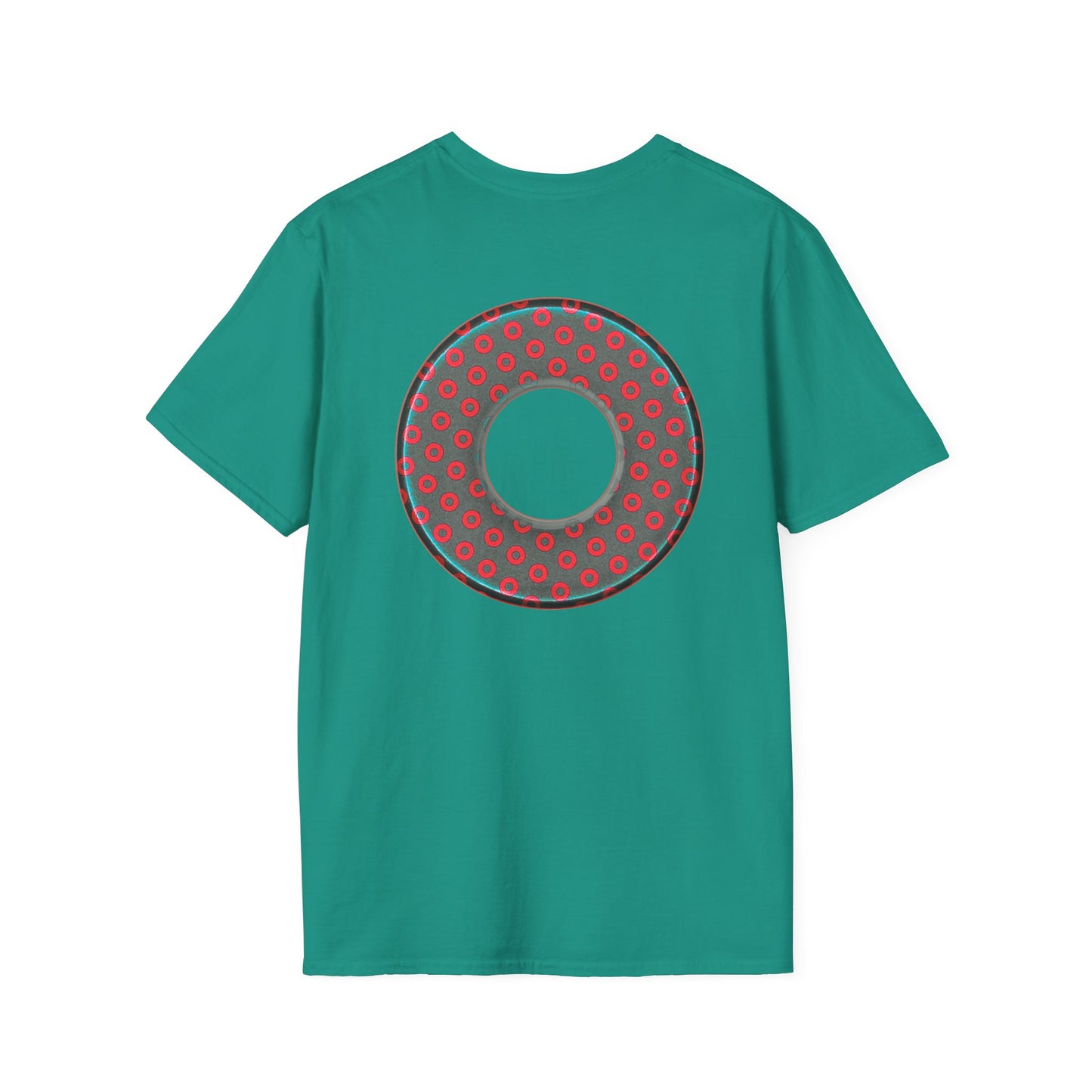 Plain Donuts/Unisex Soft-Style - "Plain Electric Paradoxical Donuts" - dark teal/red donuts