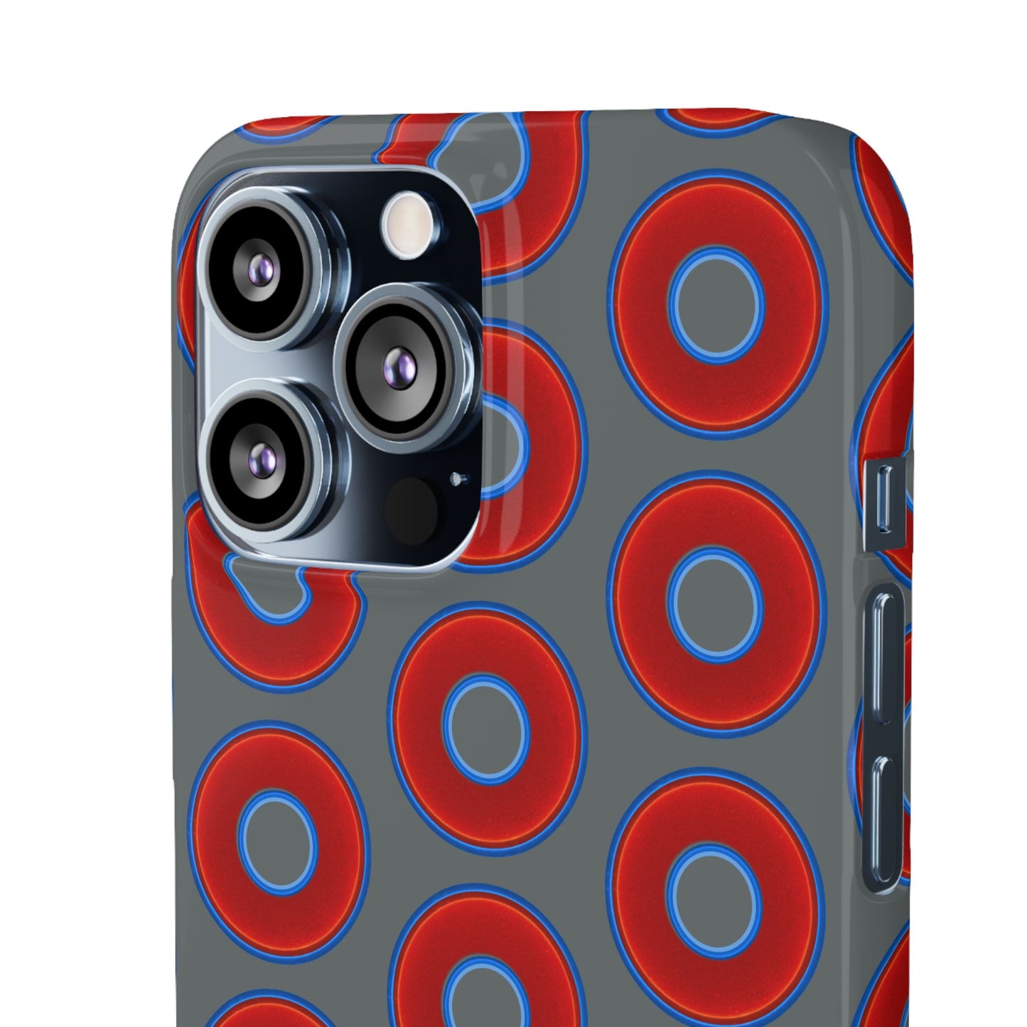 Lumpy Donut Snap Case - red vivid donut print w/dark gray background