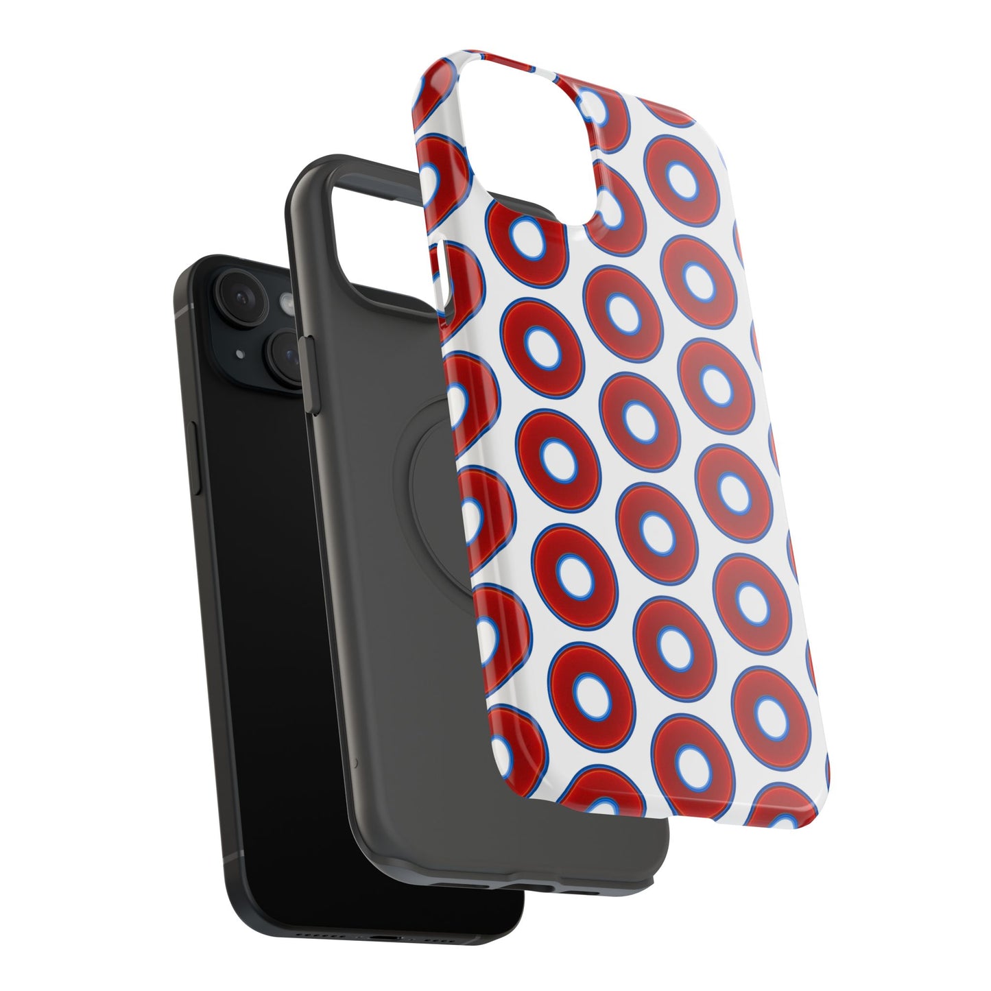 Impact-Resistant Lumpy Donut Case - red vivid donut print w/white background