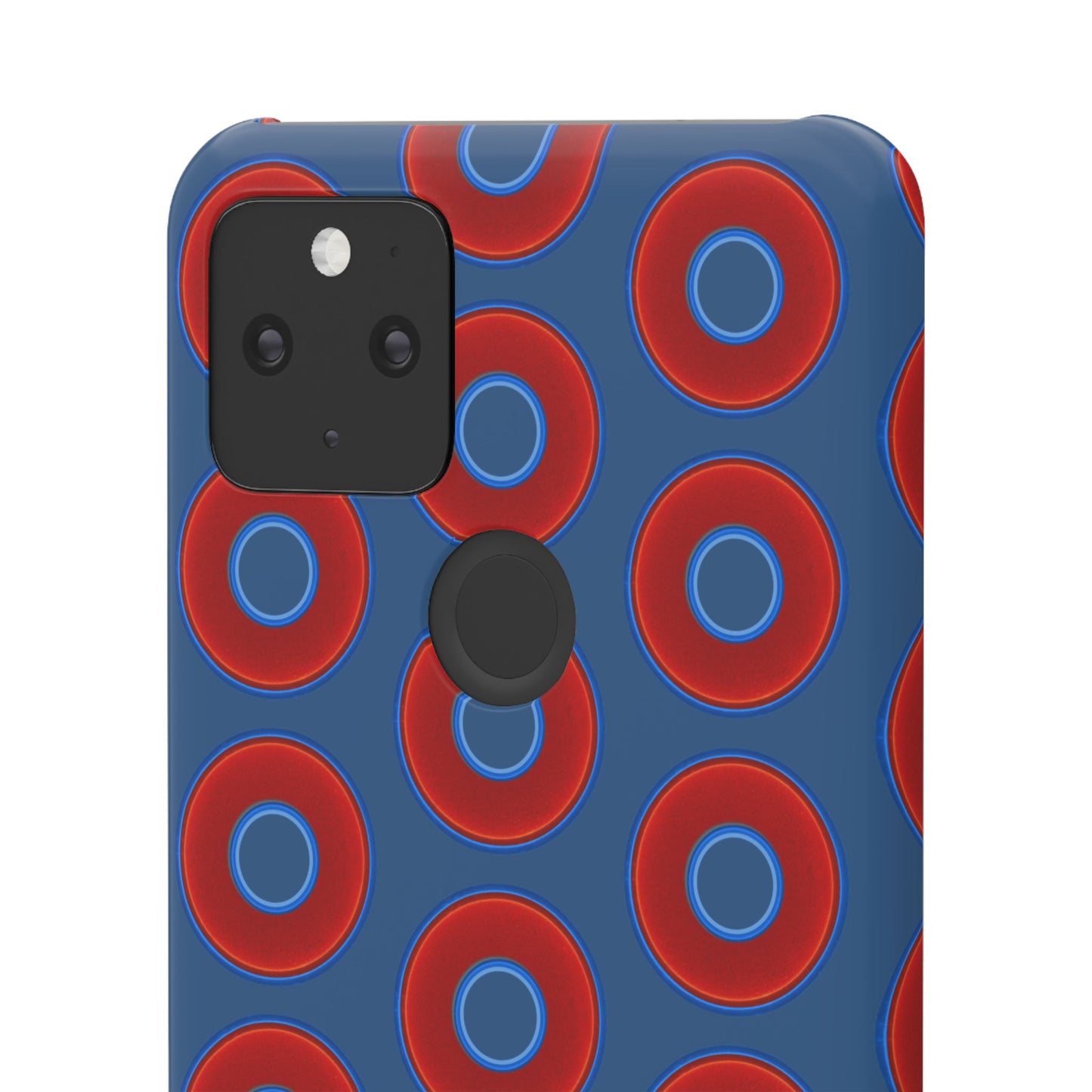 Lumpy Donut Snap Case - red vivid donut print w/light navy blue background