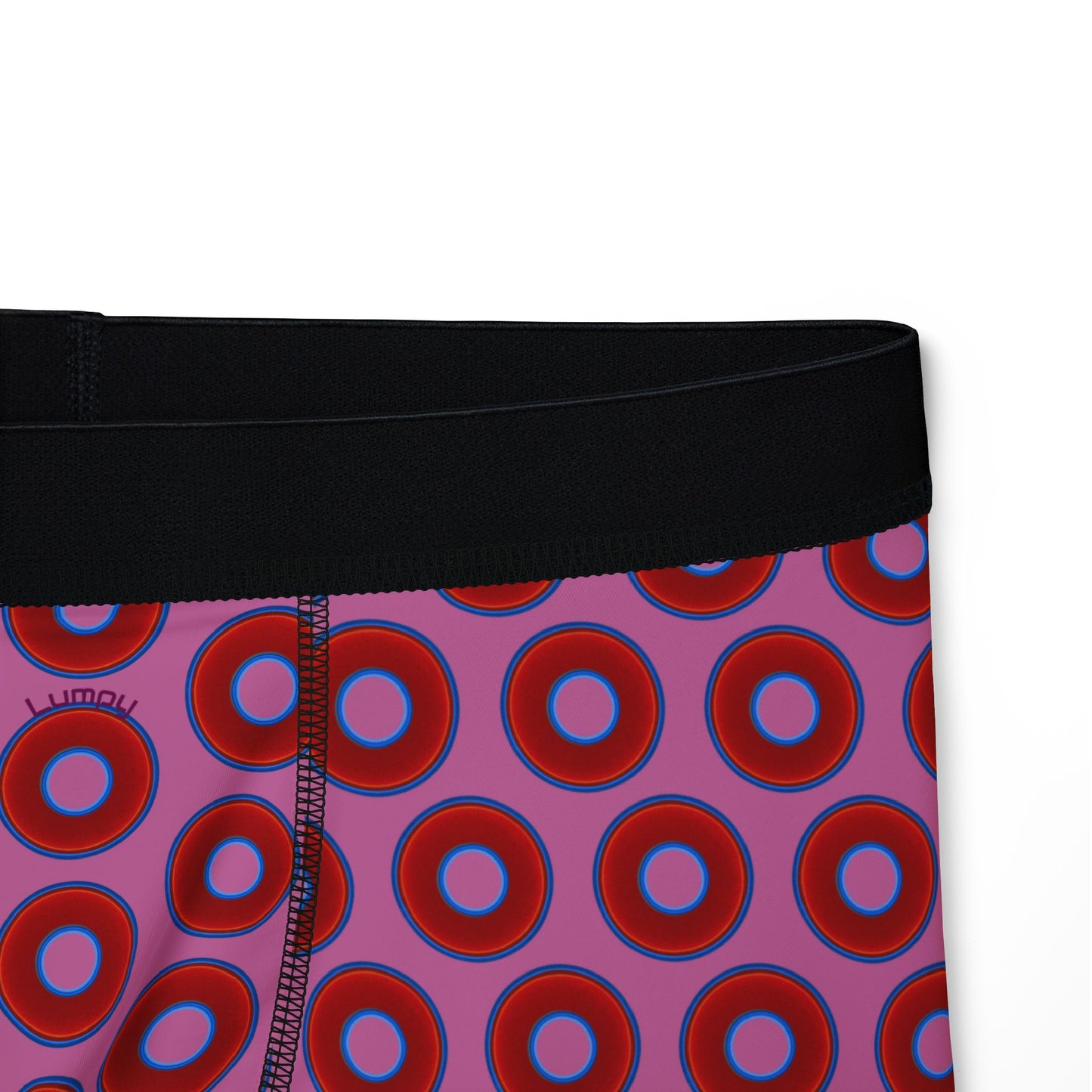 Men's Donut Boxers - red vivid donuts w/pink background