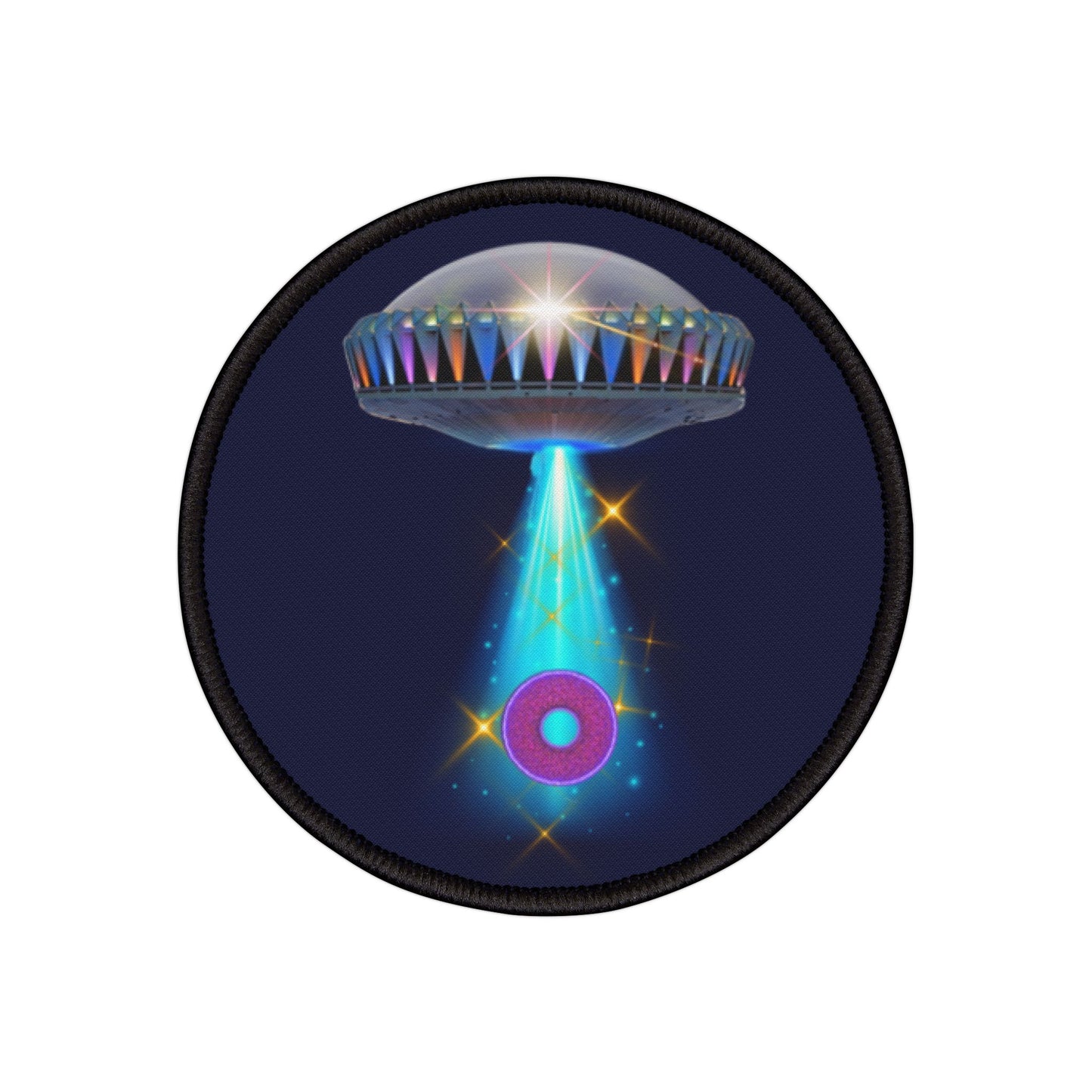 Iron-On Donut Patch - "Mothership Donut Towing Patch" - mothership w/donut - variant 2