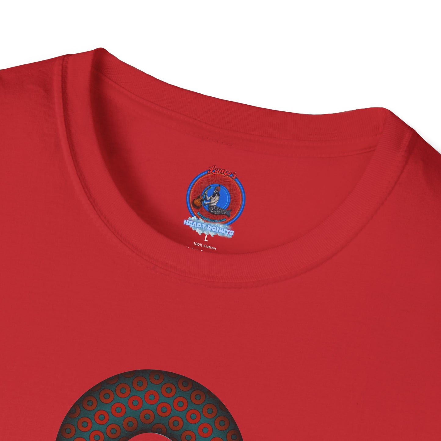 Plain Donuts/Unisex Soft-Style - "Plain Paradoxical Grided Donuts" - red/faded navy donuts