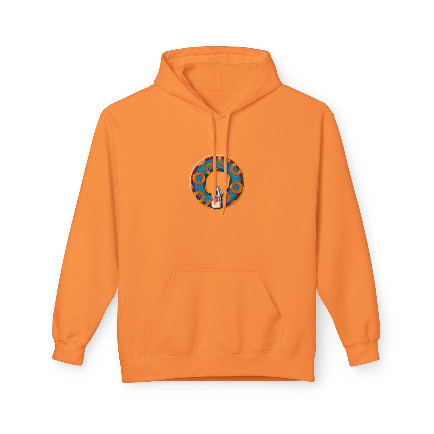 Fleece Harry Hoodies [Midweight Soft-style] - "Wooked Cream Dairy - YEMSG Donut" - blue/orange rustic paradox donut - variant 4